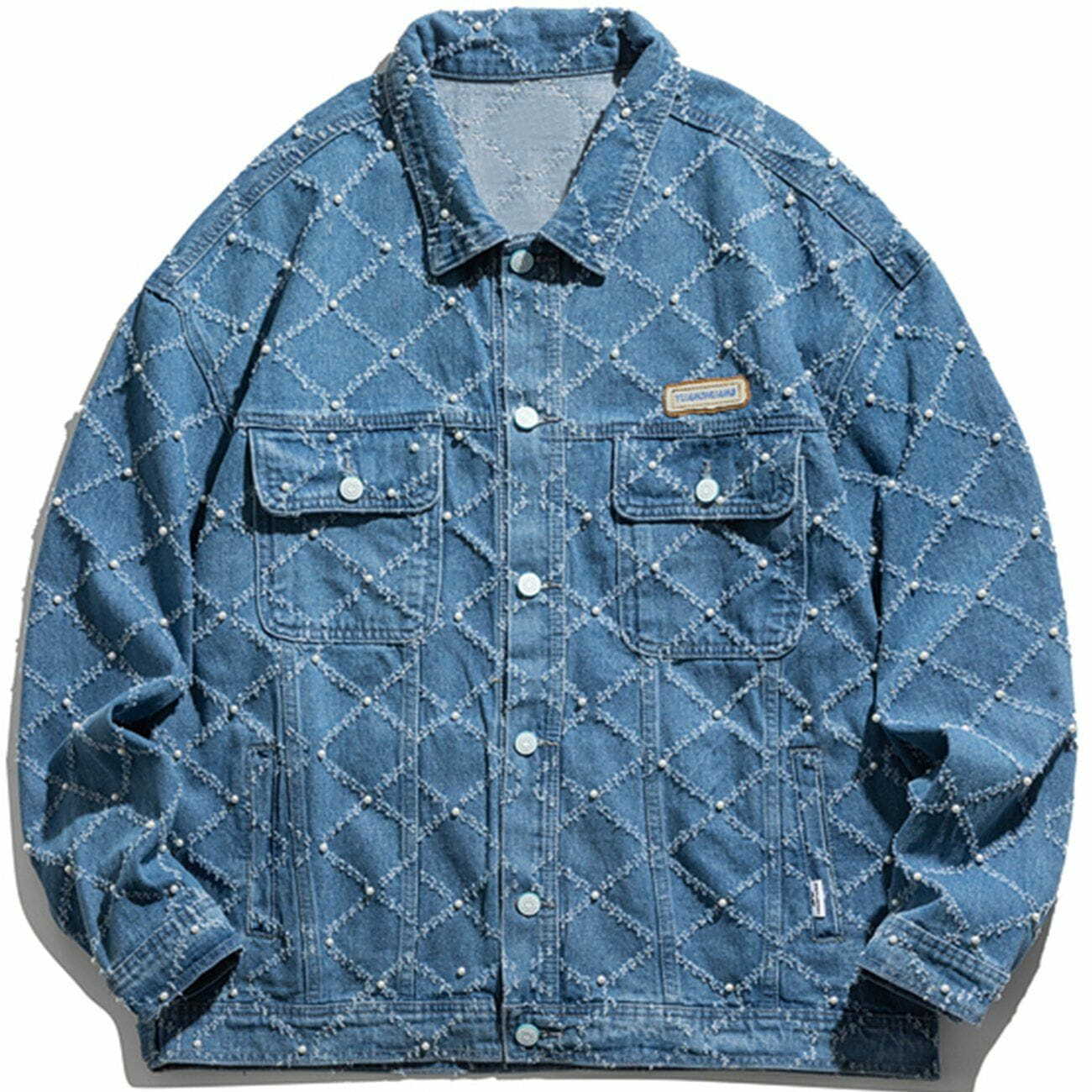 Y2K Grunge Plaid Denim Jacket - Retro 90s Summer Outfit for Y2K Fashion Lovers