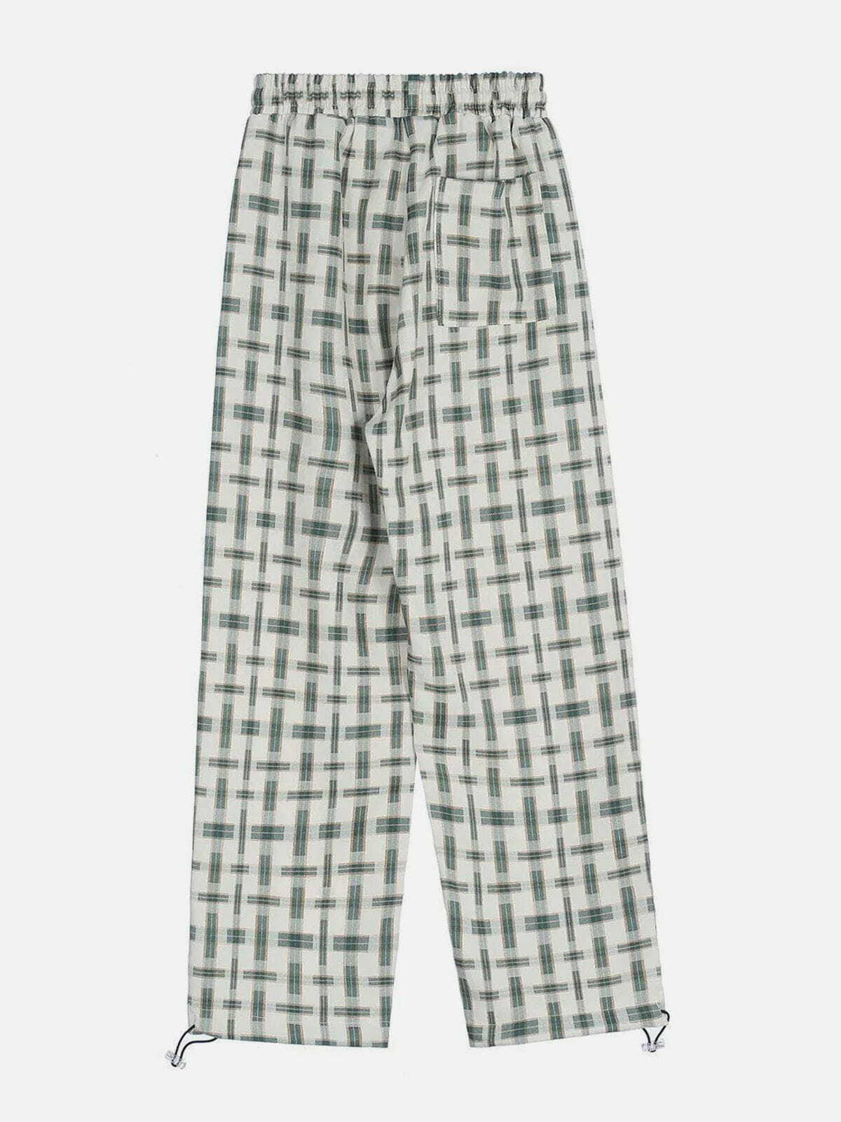 Y2K Grunge Plaid Drawstring Pants - Retro 90s Summer Outfit for Y2K Party & Club Looks