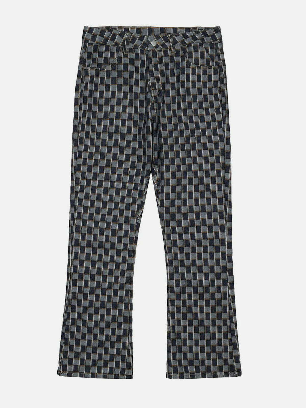 Y2K Grunge Plaid Print Pants - Retro 90s Summer Outfit for Y2K Party & Club Vibes