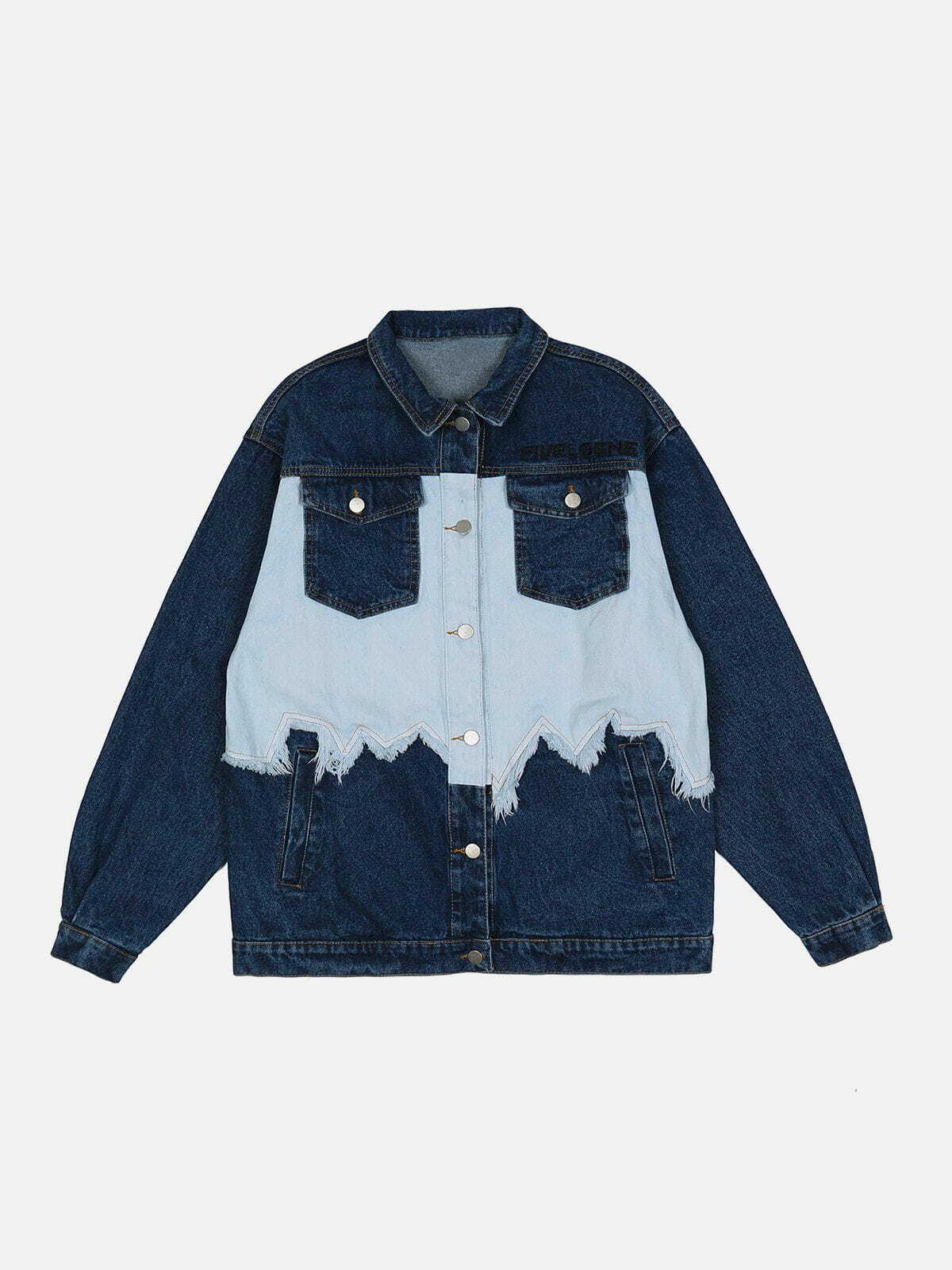 Y2K Grunge Pocket Panel Denim Jacket - Retro 90s Summer Outfit for Y2K Style Lovers