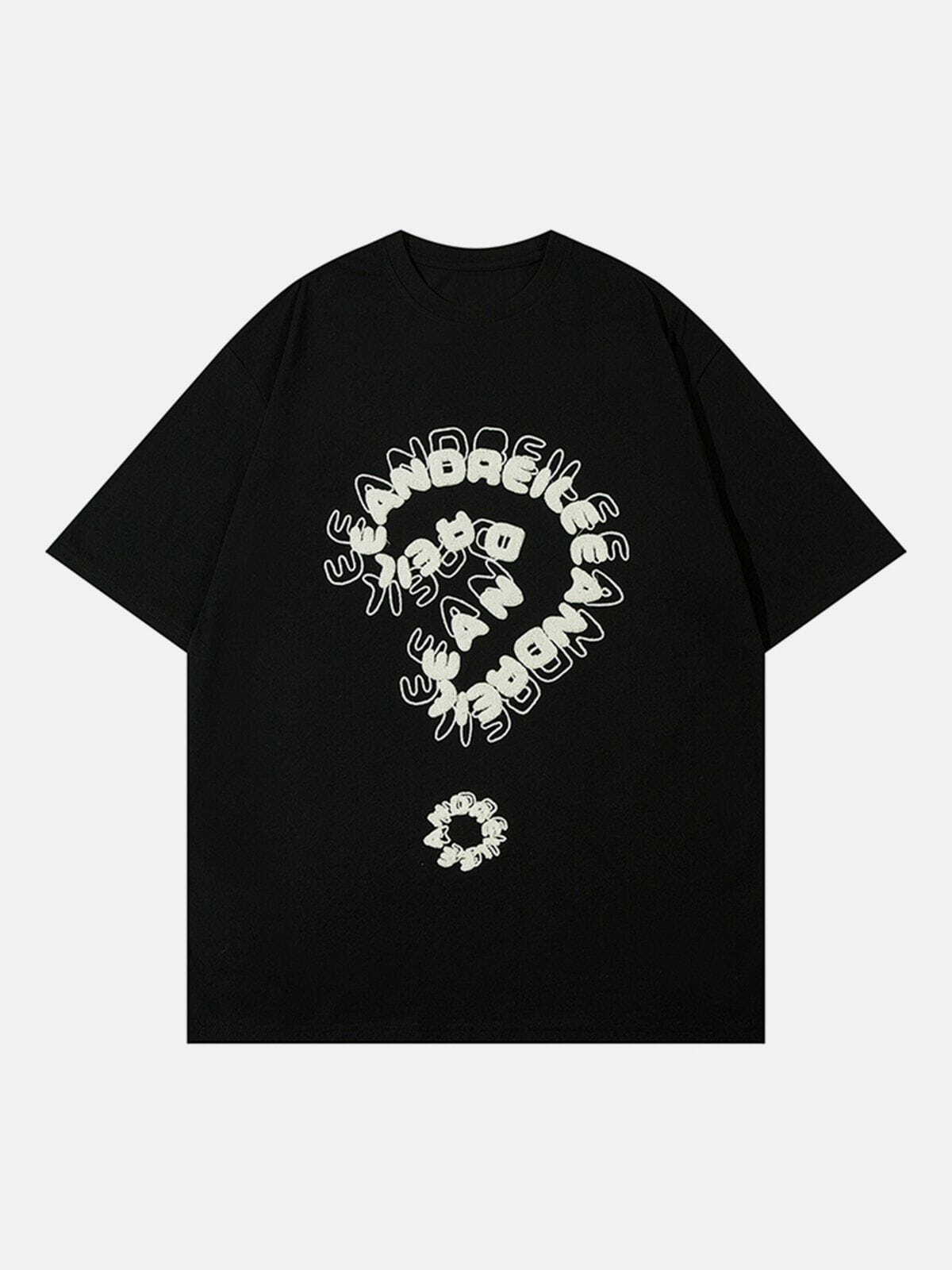 Y2K Grunge Question Mark Print Tee - Retro 90s Summer Outfit for Y2K Fashion Lovers