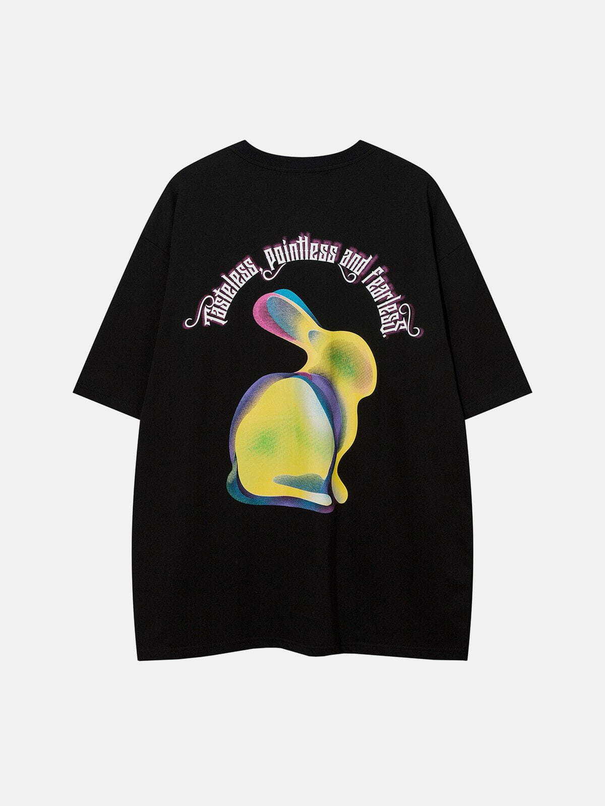 Y2K Grunge Rabbit Graphic Tee - Retro 90s Summer Outfit, Perfect for Y2K Parties & Festivals