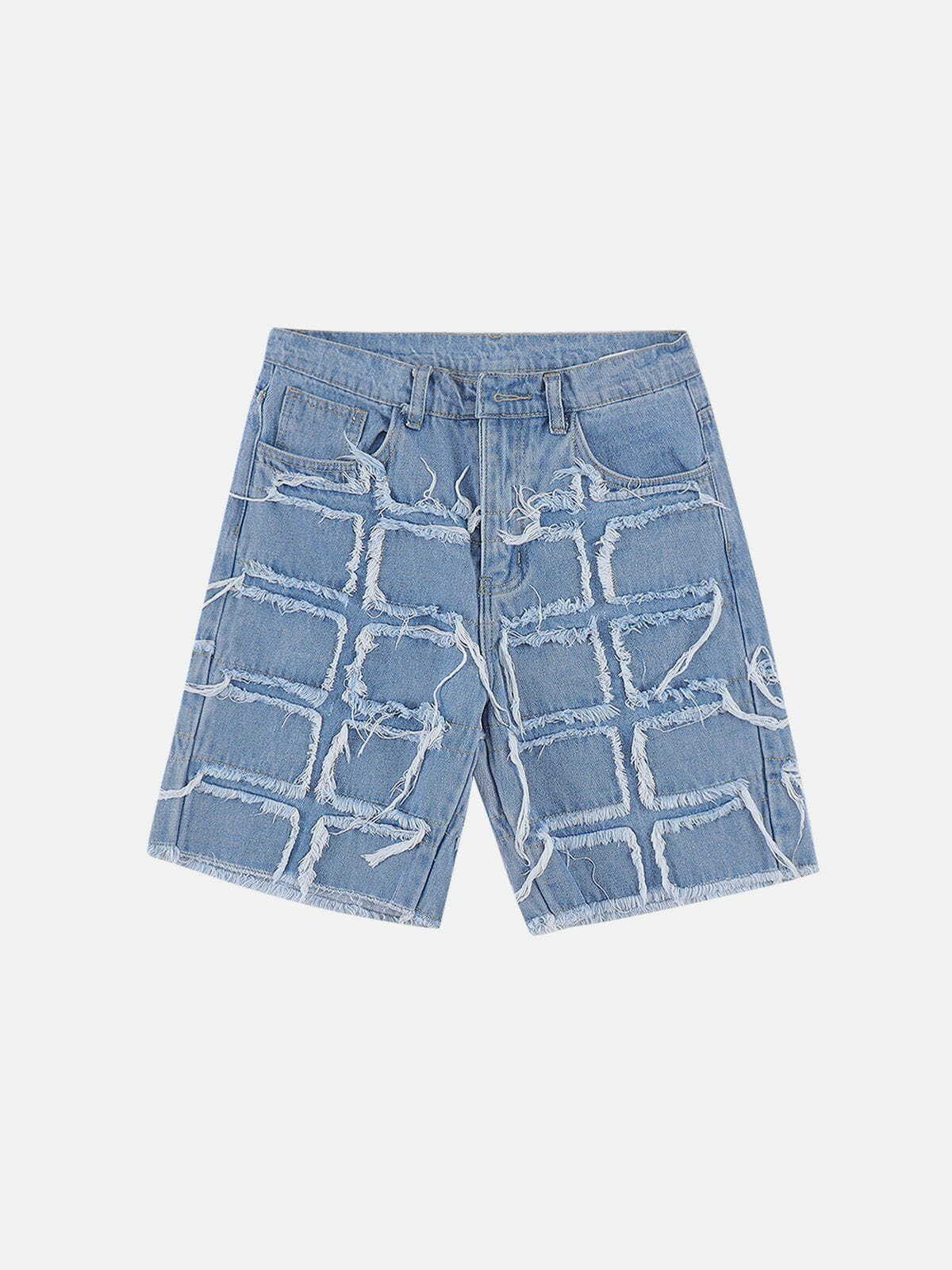 Y2K Grunge Raw Edge Denim Shorts - Retro 90s Summer Outfit for Y2K Style Lovers