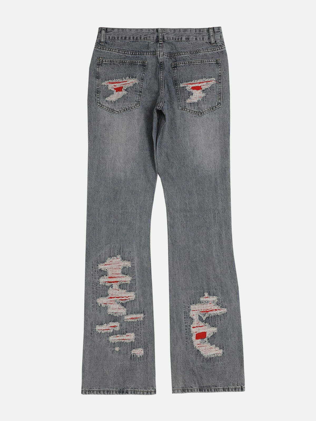 Y2K Grunge Raw Edge Hole Jeans - Retro 90s Summer Outfit for Y2K Party & Club Vibes