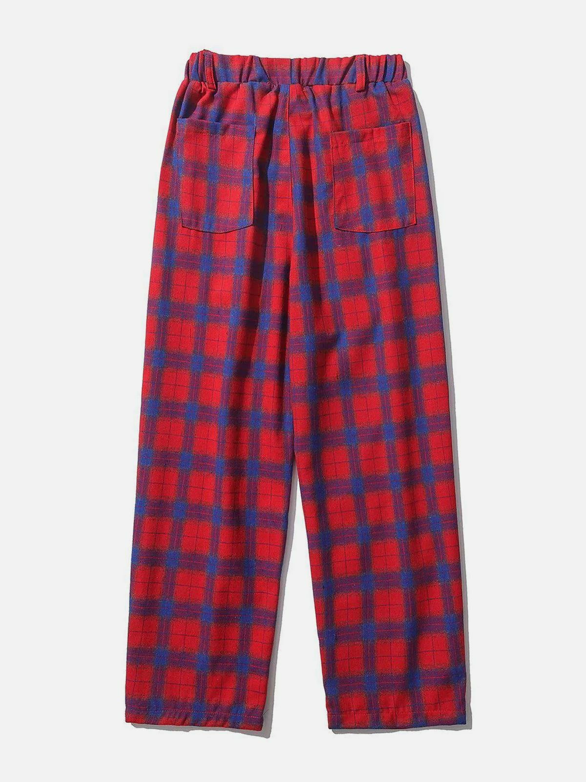 Y2K Grunge Red Plaid Casual Pants - Retro 90s Summer Outfit for Y2K Fashion Lovers