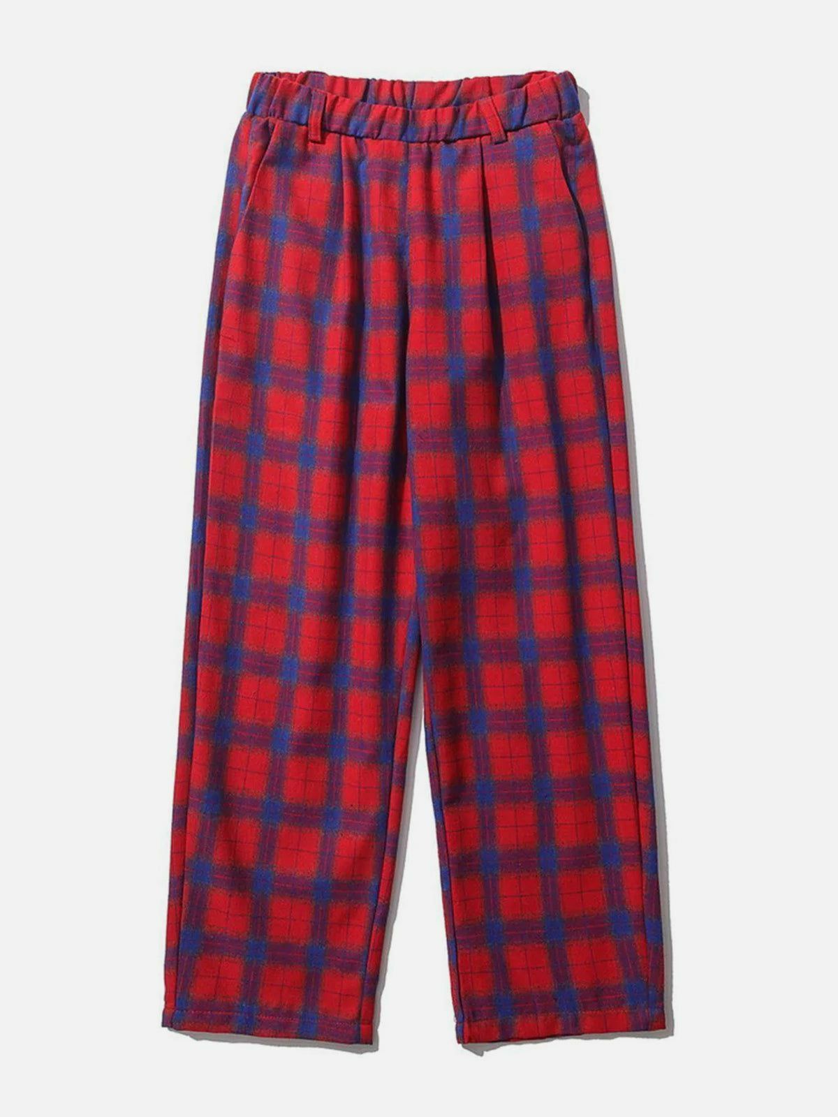 Y2K Grunge Red Plaid Casual Pants - Retro 90s Summer Outfit for Y2K Fashion Lovers