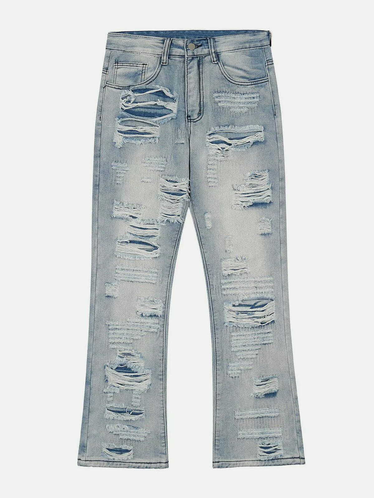 Y2K Grunge Ripped Hole Jeans - Retro 90s Summer Outfit for Y2K Party & Club Vibes