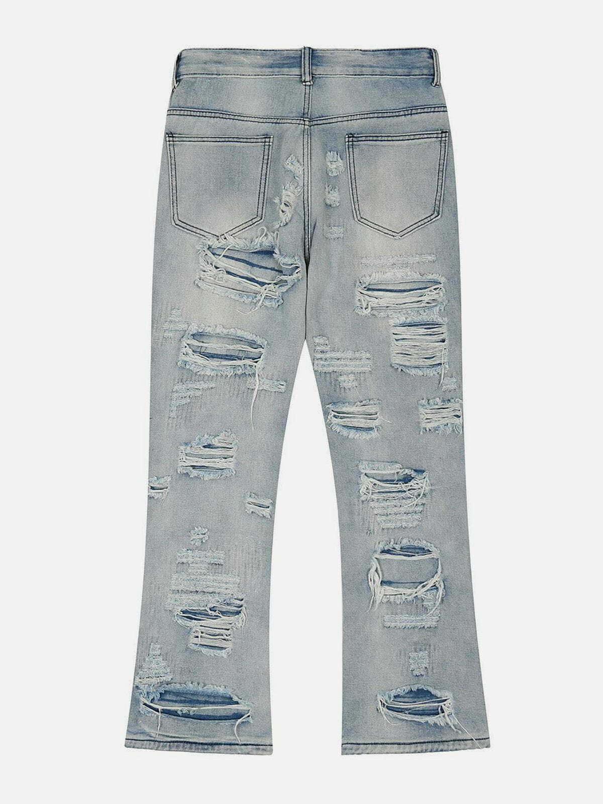 Y2K Grunge Ripped Hole Jeans - Retro 90s Summer Outfit for Y2K Party & Club Vibes