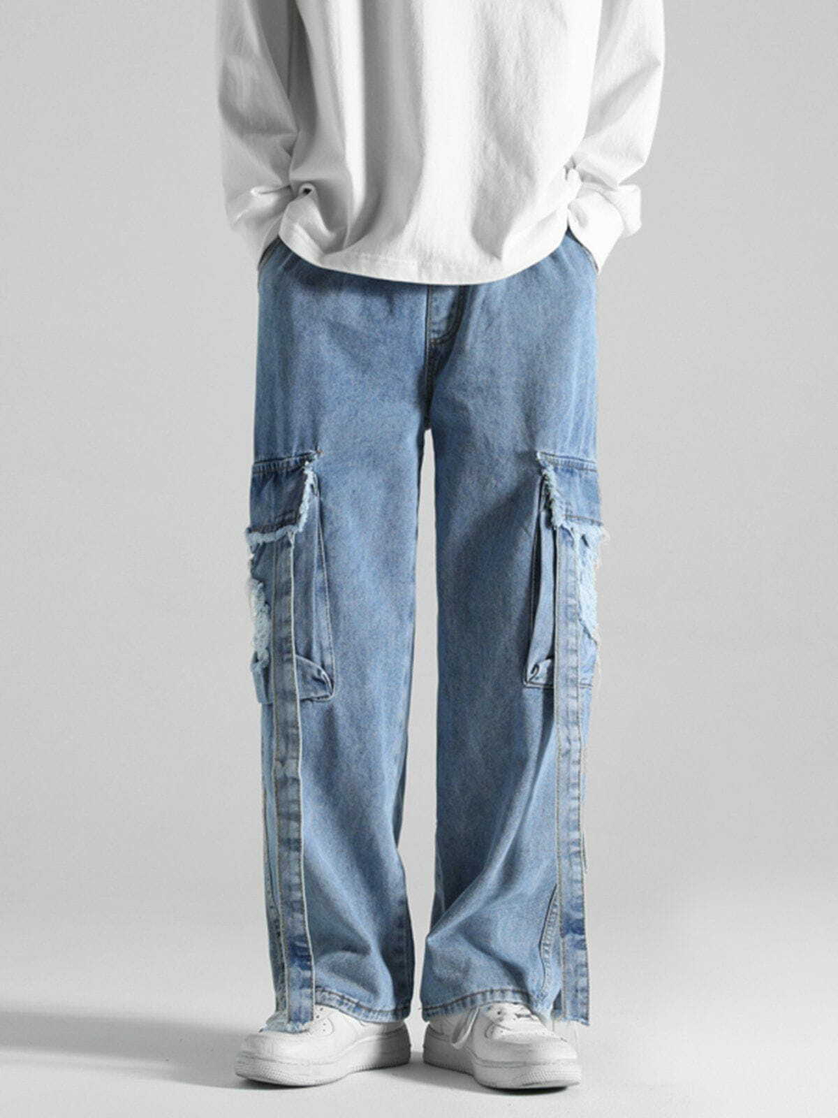 Y2K Grunge Ripped Streamers Jeans - Retro 90s Summer Outfit for Y2K Party Vibes