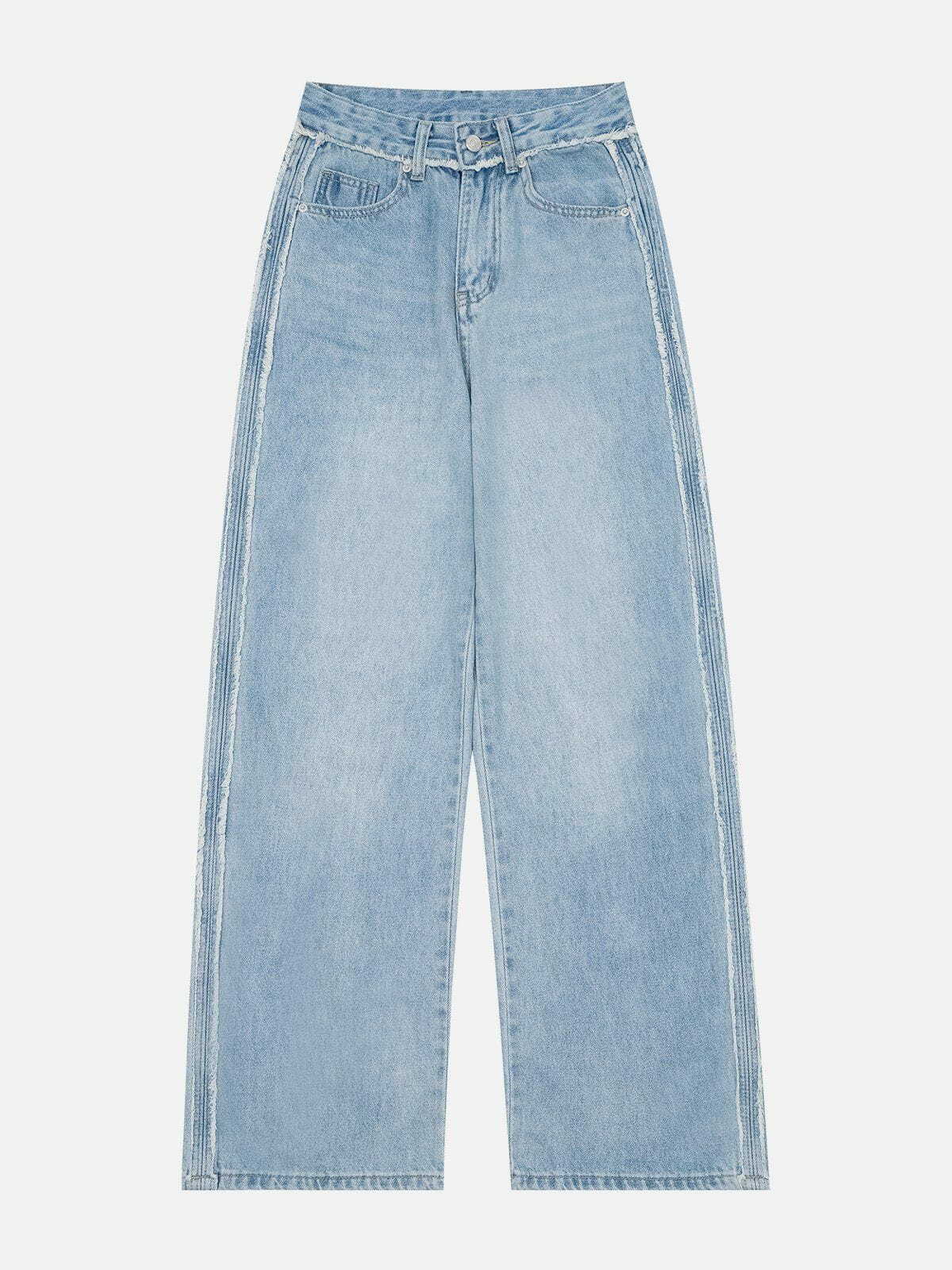 Y2K Grunge Rough Edge Jeans - Retro 90s Summer Outfit for Y2K Party & Club Vibes