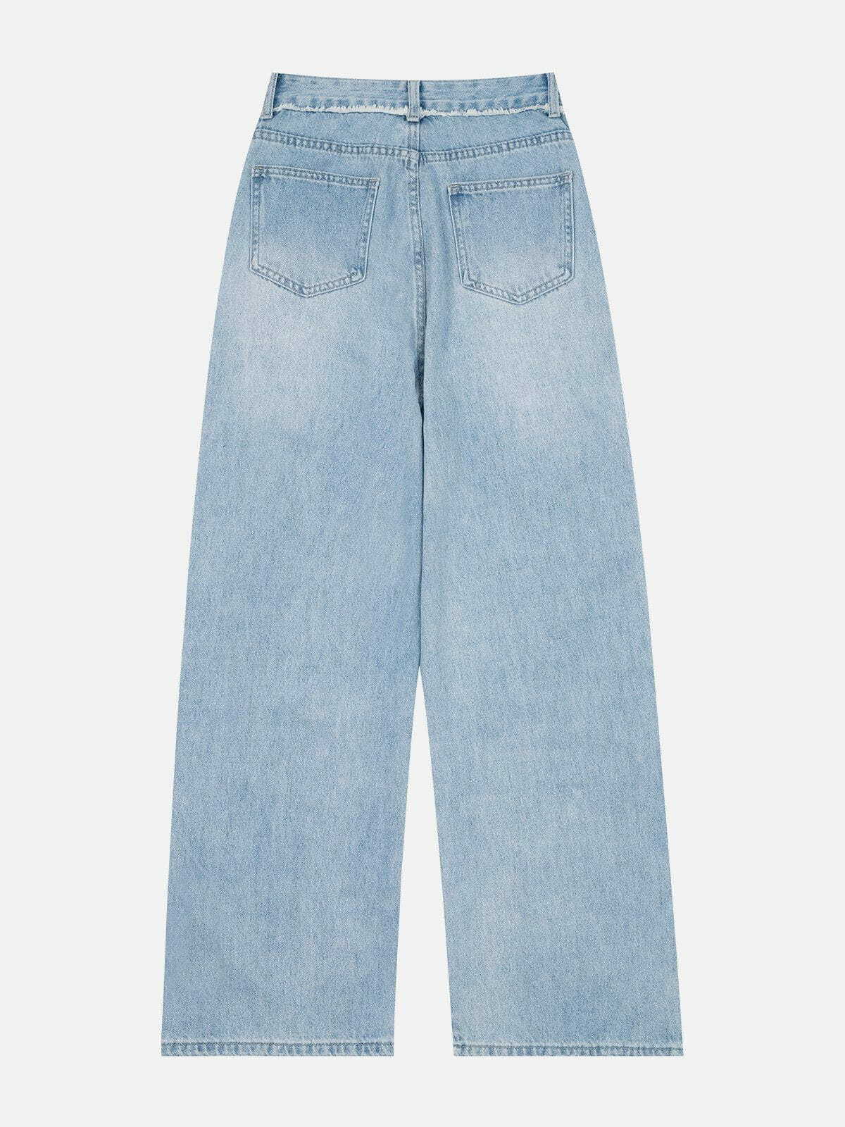 Y2K Grunge Rough Edge Jeans - Retro 90s Summer Outfit for Y2K Party & Club Vibes