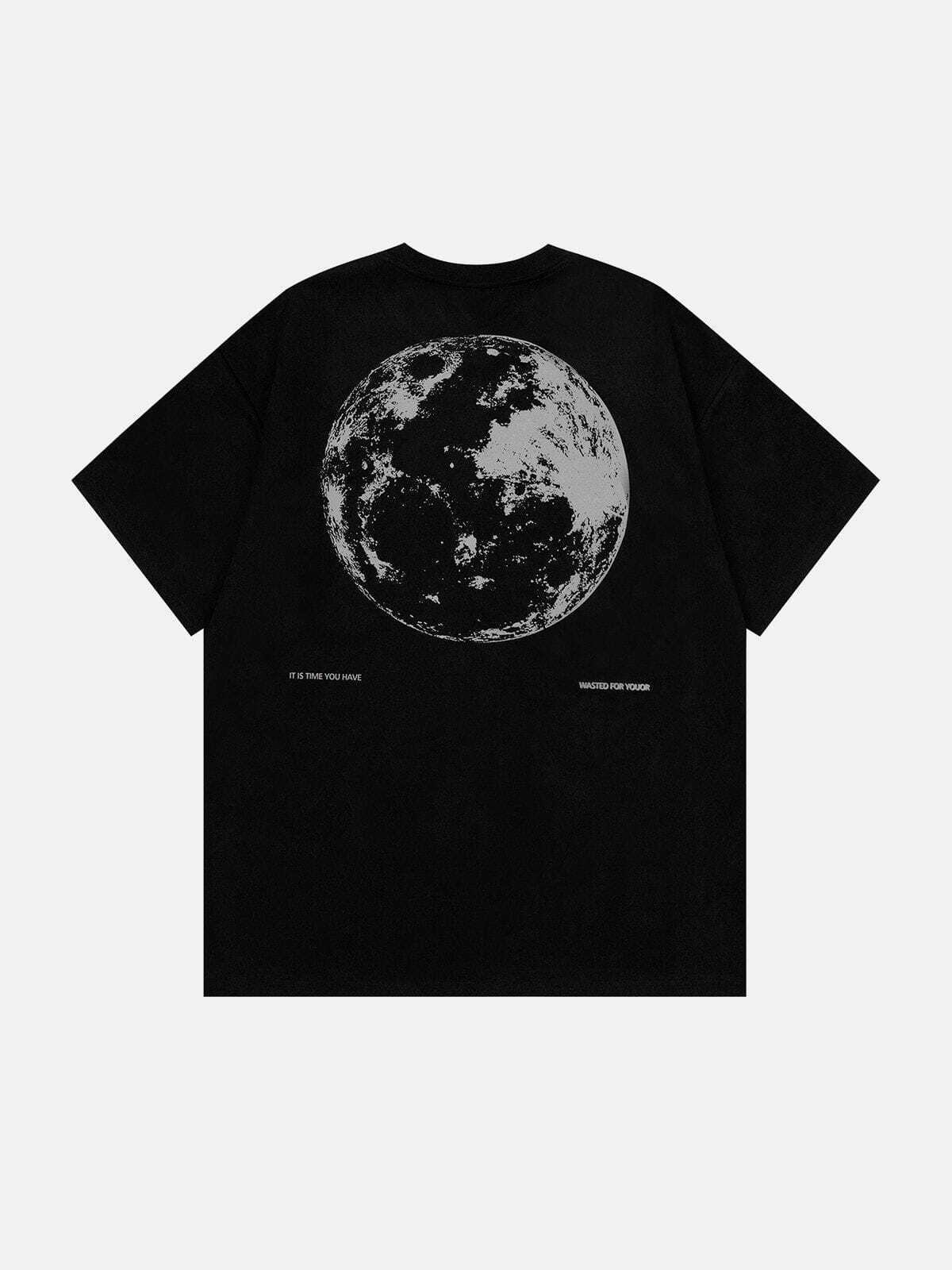 Y2K Grunge Shadow Moon Tee - Retro 90s Summer Outfit, Perfect for Y2K Parties & Festivals