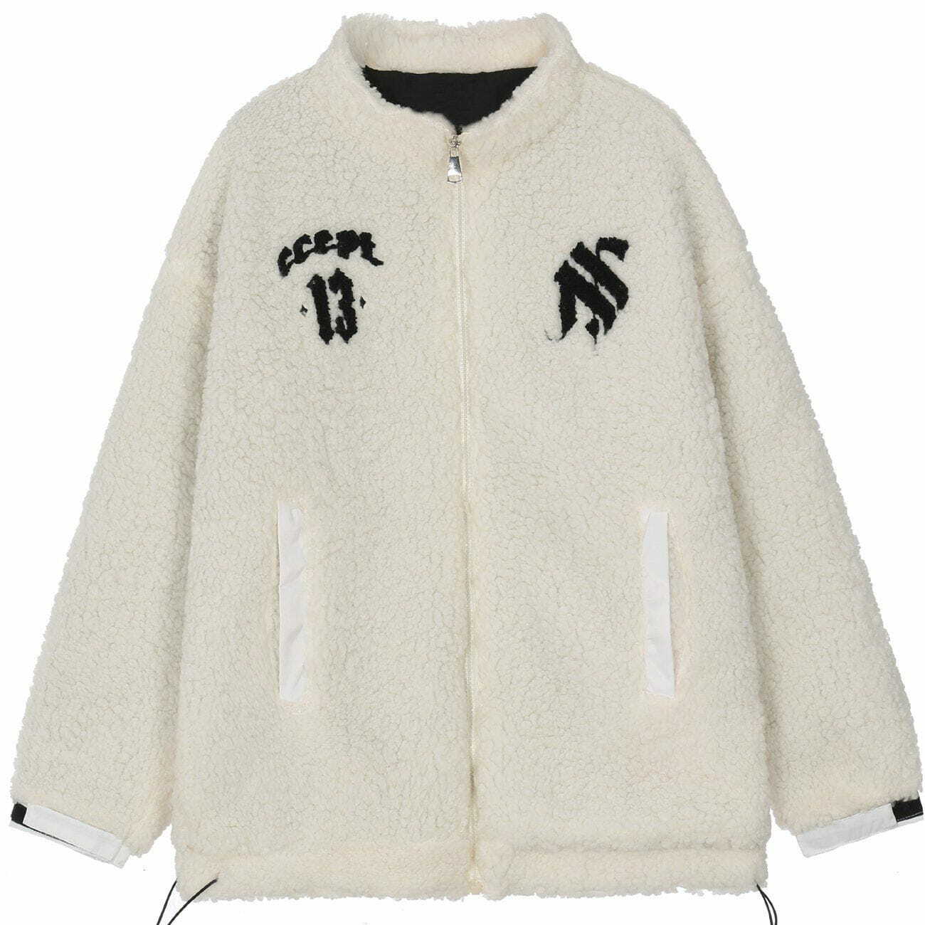 Y2K Grunge Sherpa Coat - Retro 90s Style Winter Jacket for Y2K Fashion Lovers