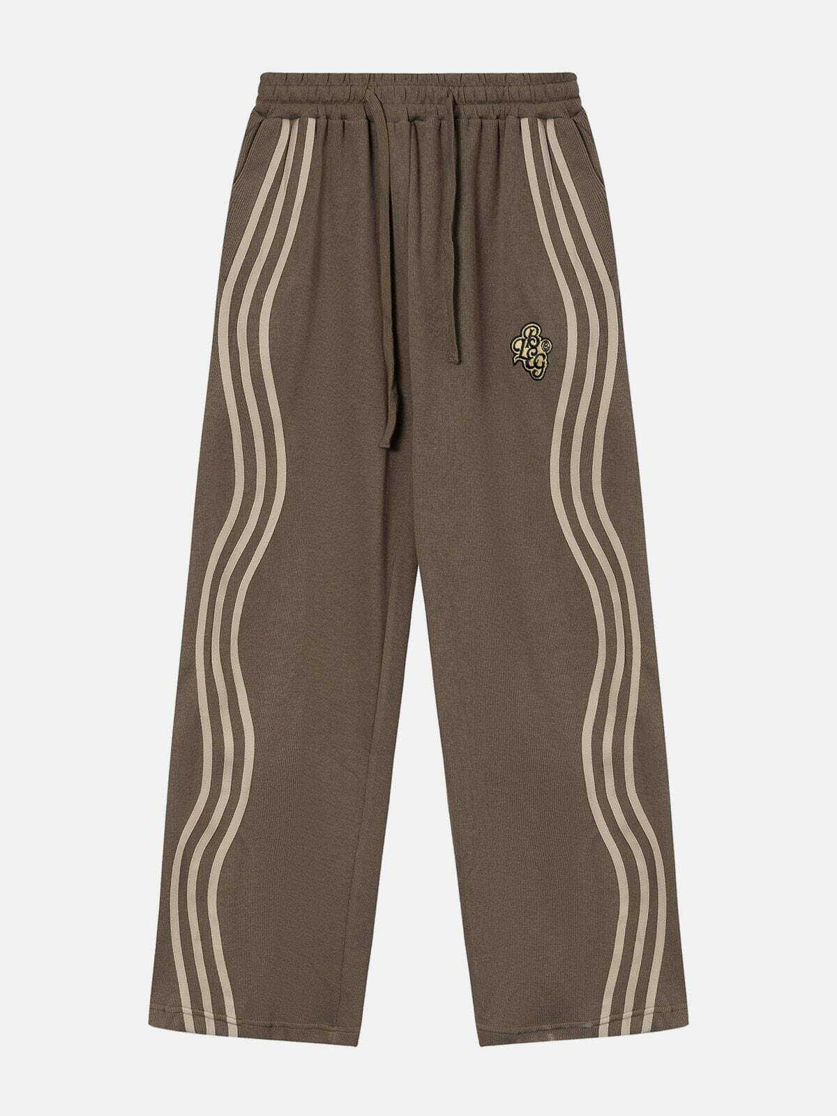 Y2K Grunge Side Curve Stripe Sweatpants - Retro 90s Summer Outfit for Y2K Vibes