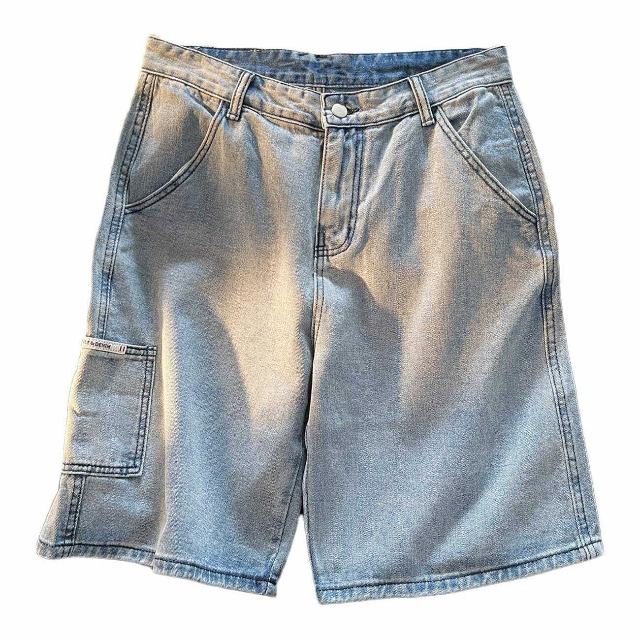 Y2K Grunge Side Pocket Cargo Denim Shorts - Retro 90s Summer Outfit for Women