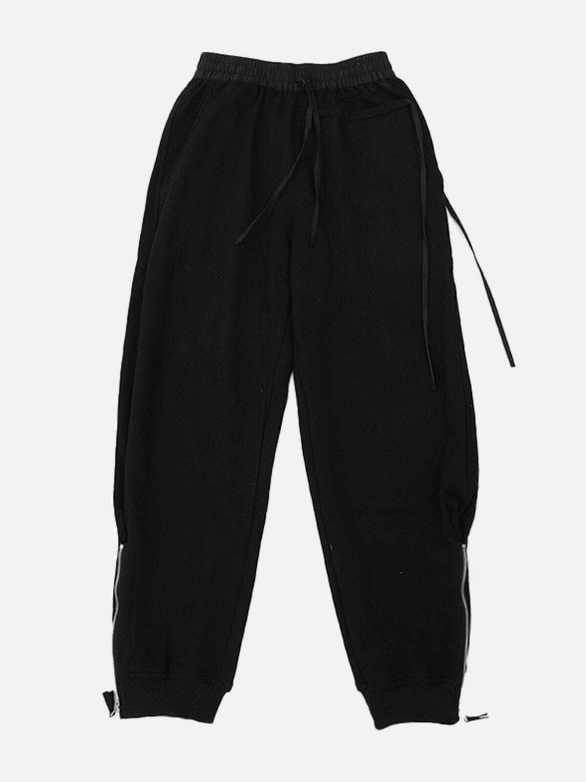 Y2K Grunge Side Zip Webbing Sweatpants - Retro 90s Summer Outfit for Y2K Vibes