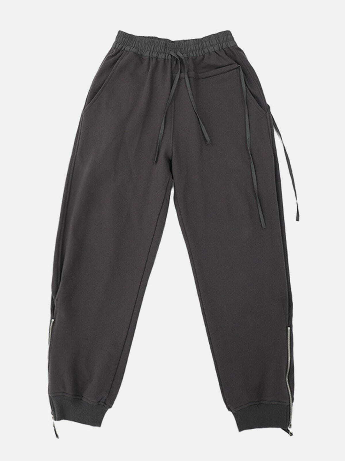 Y2K Grunge Side Zip Webbing Sweatpants - Retro 90s Summer Outfit for Y2K Vibes