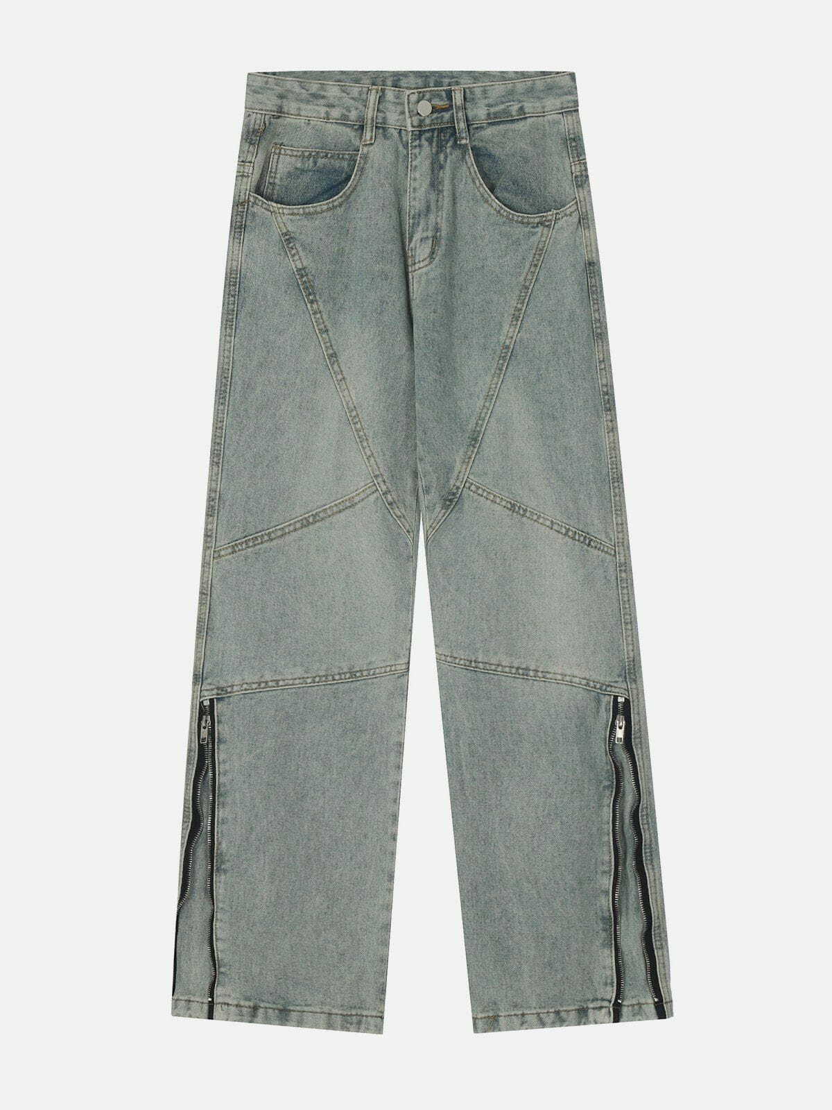 Y2K Grunge Side Zipper Jeans - Retro 90s Fashion for Summer Outfits & Party Looks