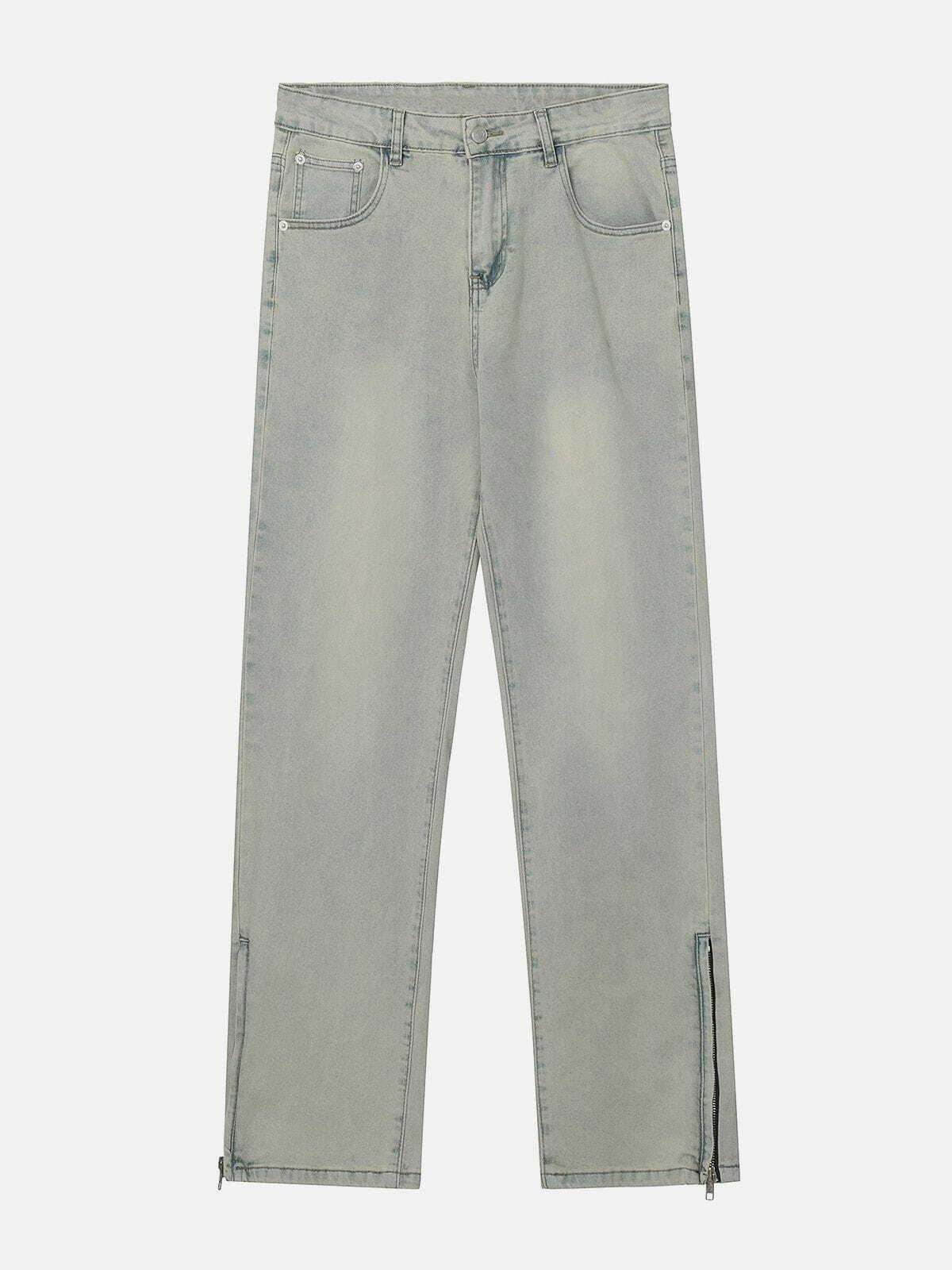 Y2K Grunge Side Zipper Jeans - Retro 90s Summer Outfit for Y2K Party & Club Vibes