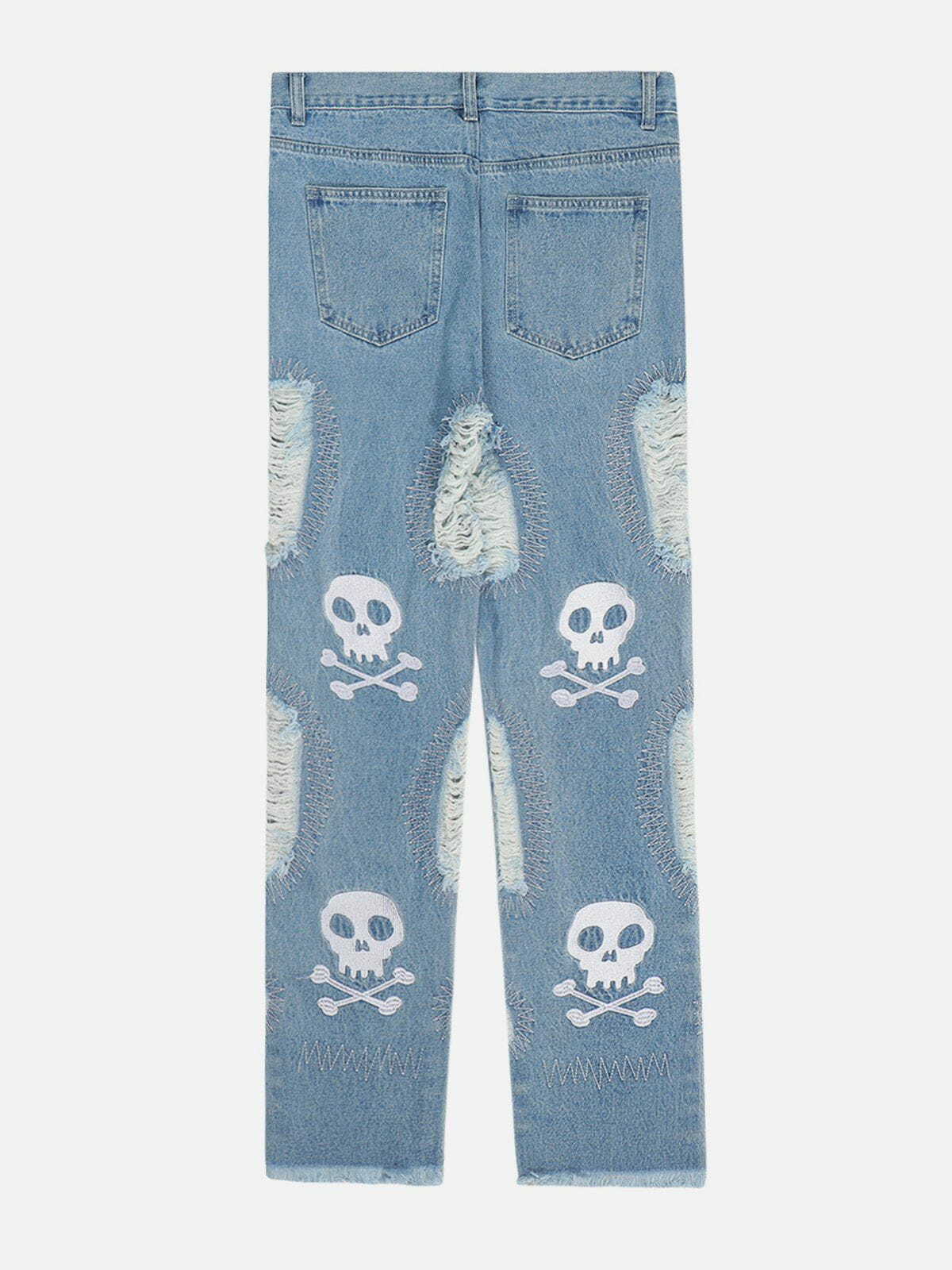 Y2K Grunge Skeleton Embroidery Jeans - Retro 90s Style for Summer Parties & Outfits