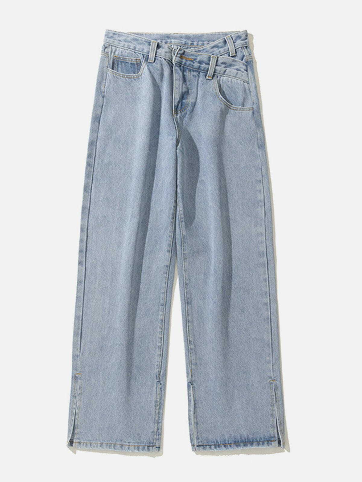 Y2K Grunge Slit Leg Jeans - Retro 90s Fashion, Perfect for Summer Outfits & Parties