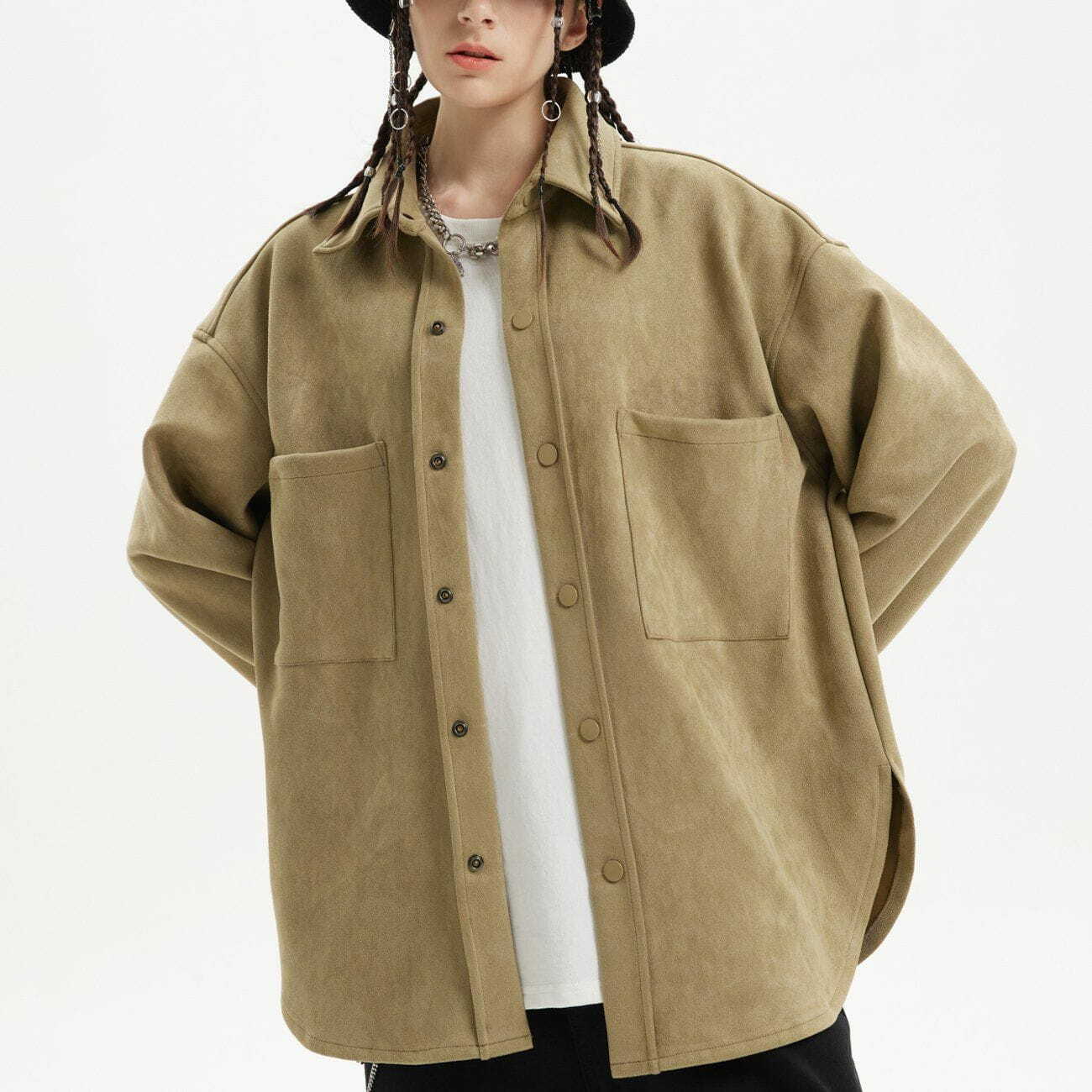 Y2K Grunge Solid Color Casual Cargo Jacket - Retro 90s Summer Outfit Essential