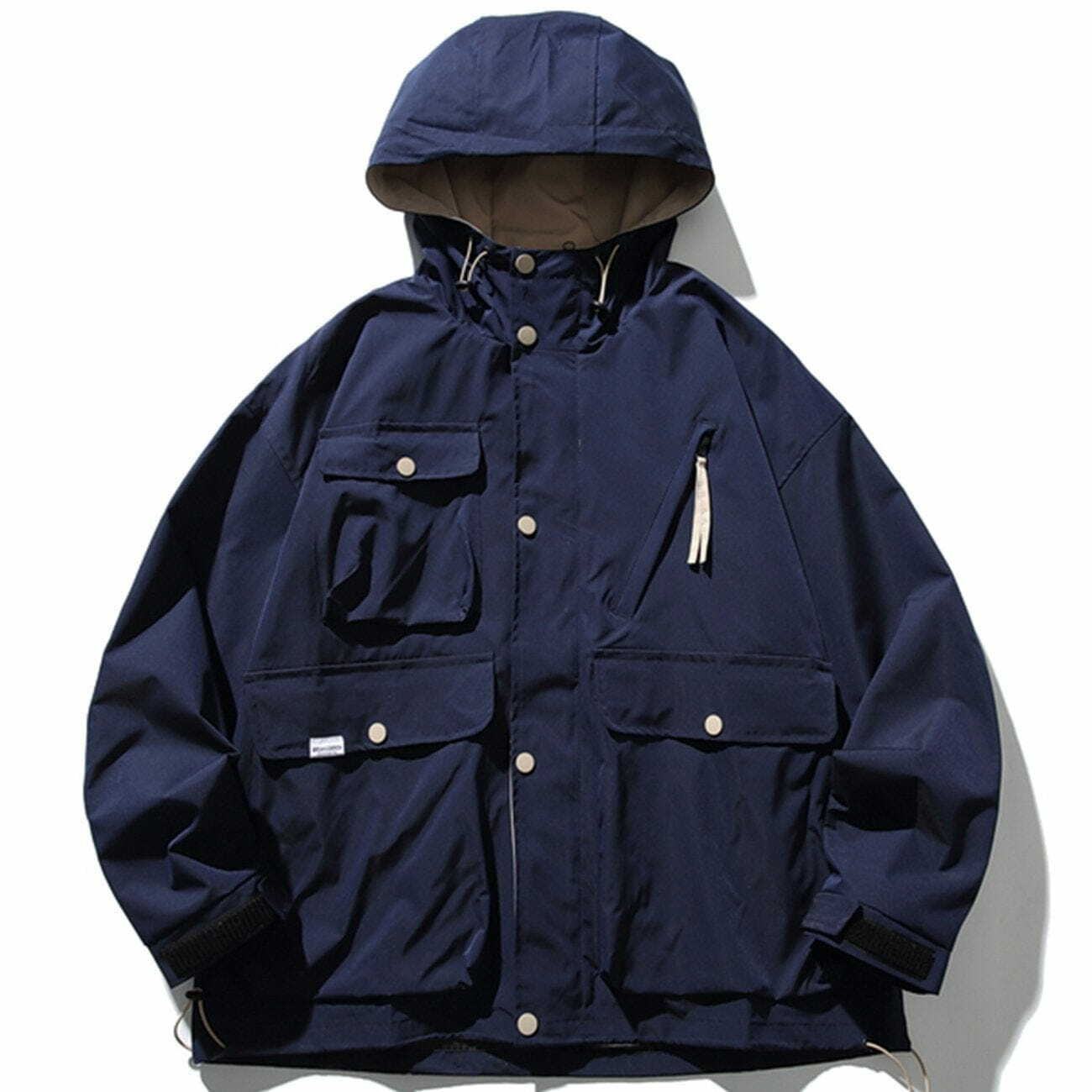 Y2K Grunge Solid Color Pocket Hooded Jacket - Retro 90s Summer Outfit Essential