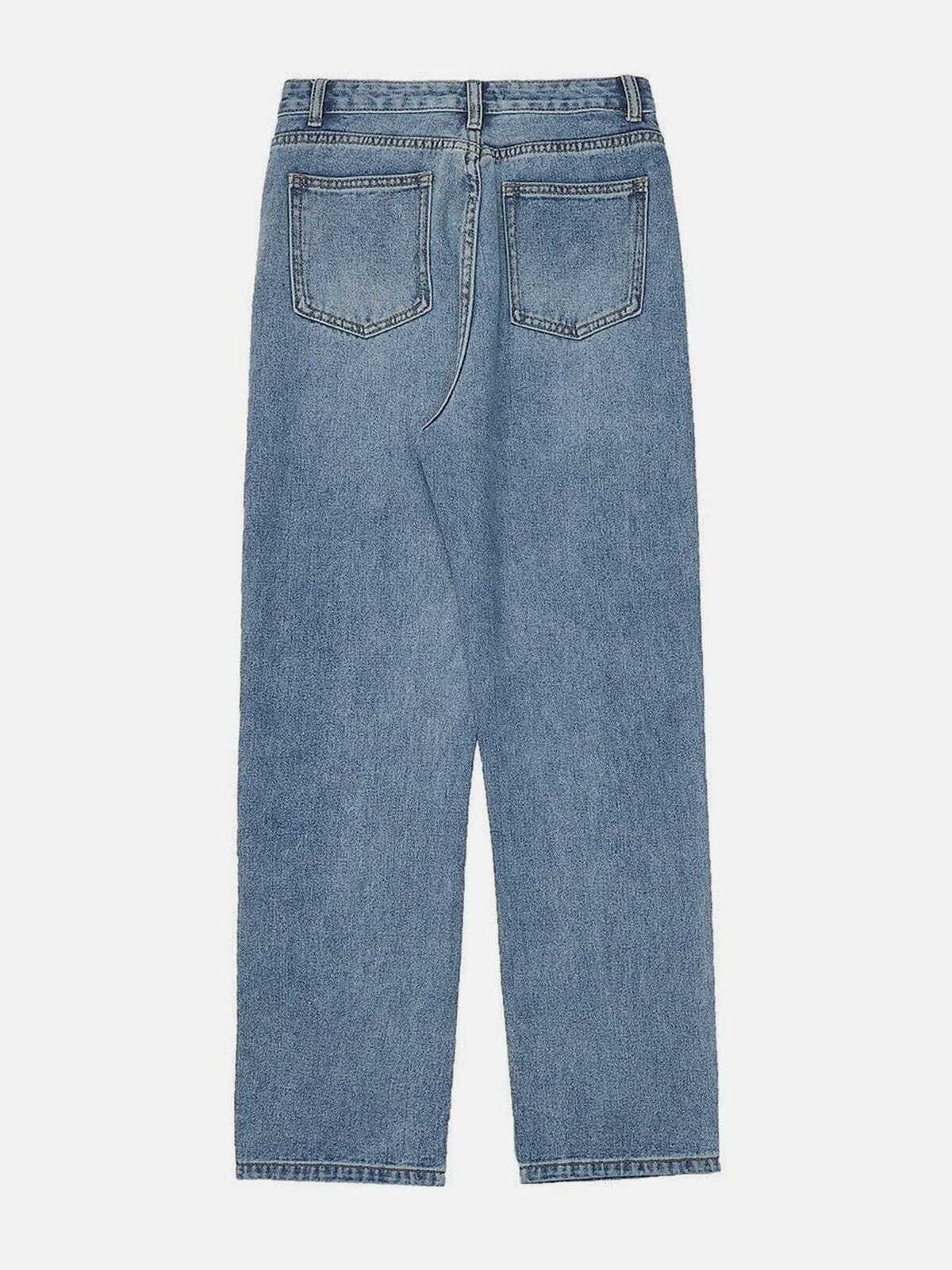 Y2K Grunge Solid Color Straight Jeans - Retro 90s Summer Outfit for Y2K Vibes