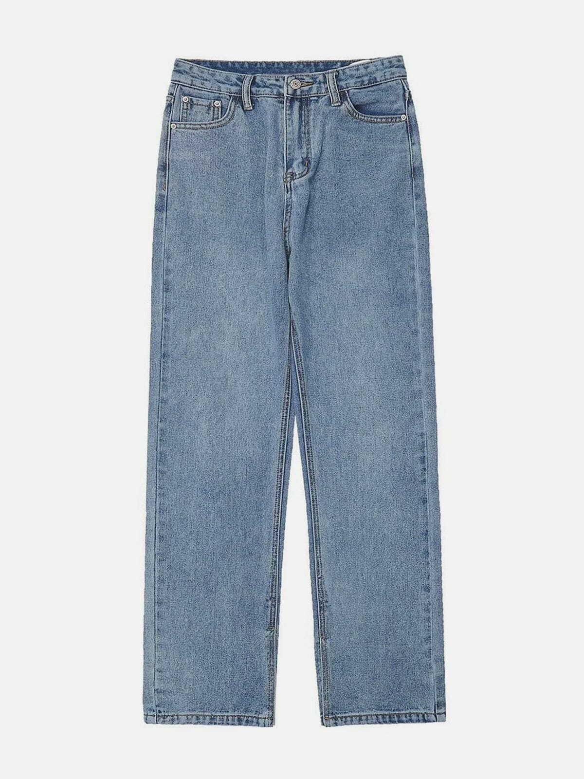 Y2K Grunge Solid Color Straight Jeans - Retro 90s Summer Outfit for Y2K Vibes