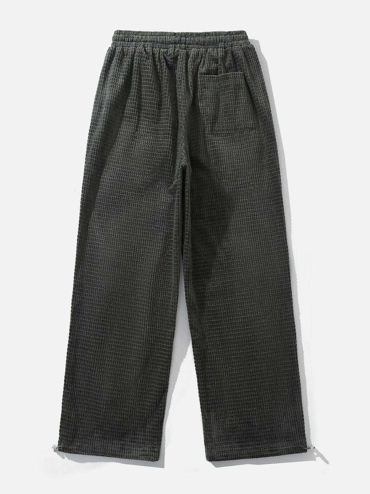 Y2K Grunge Solid Corduroy Waffle Pants - Retro 90s Summer Outfit for Y2K Vibes