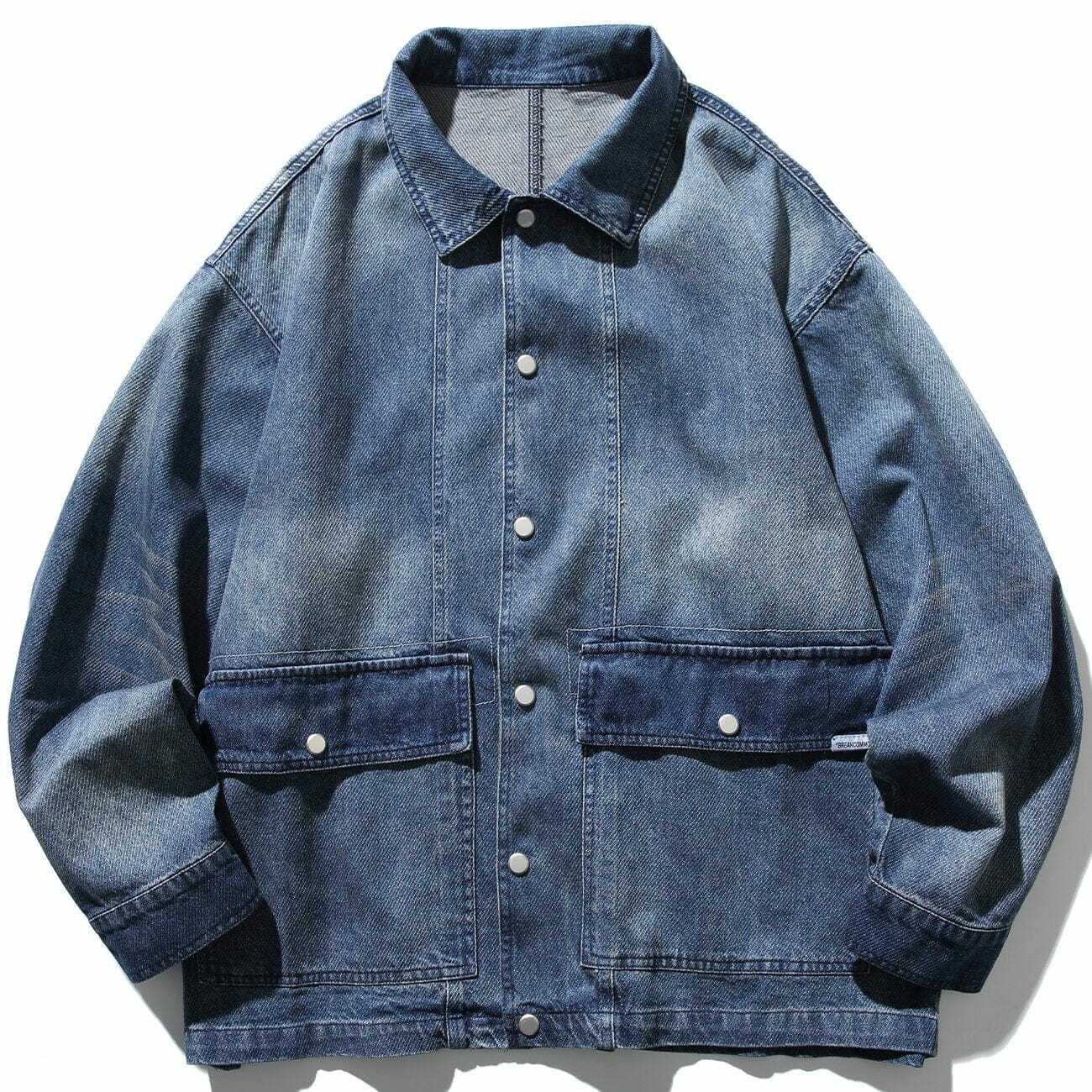 Y2K Grunge Solid Denim Jacket - Retro 90s Summer Outfit Essential for Y2K Style