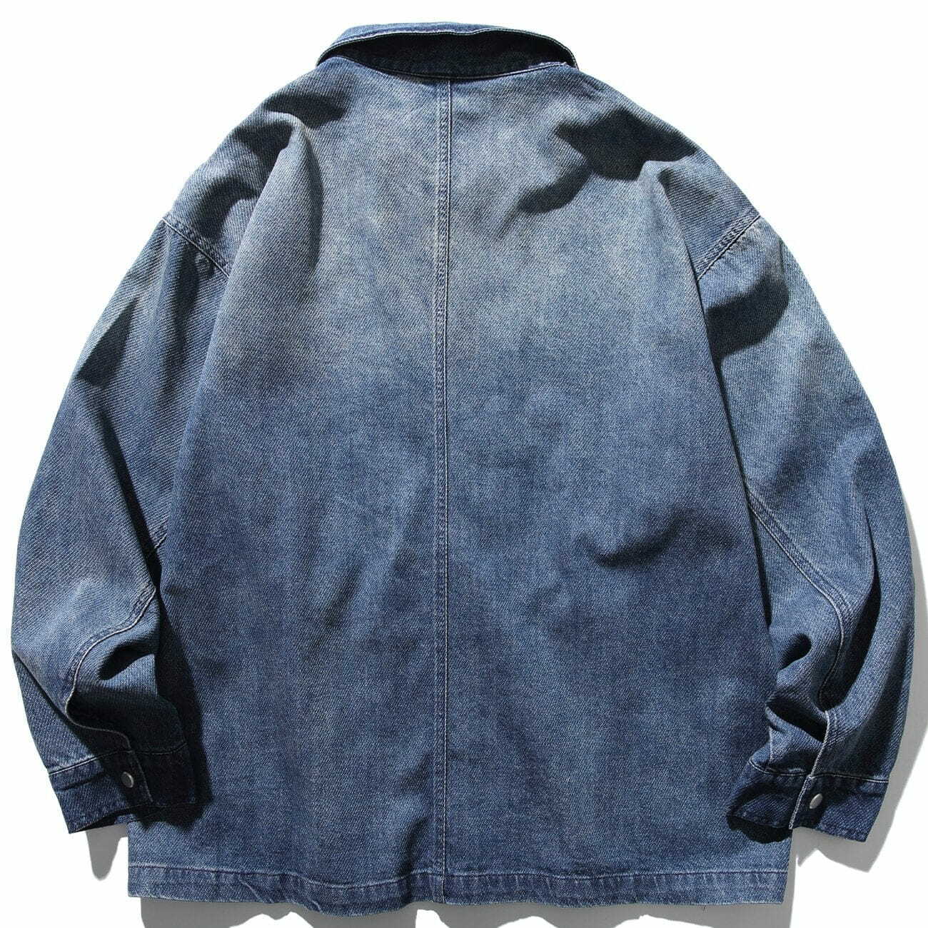 Y2K Grunge Solid Denim Jacket - Retro 90s Summer Outfit Essential for Y2K Style