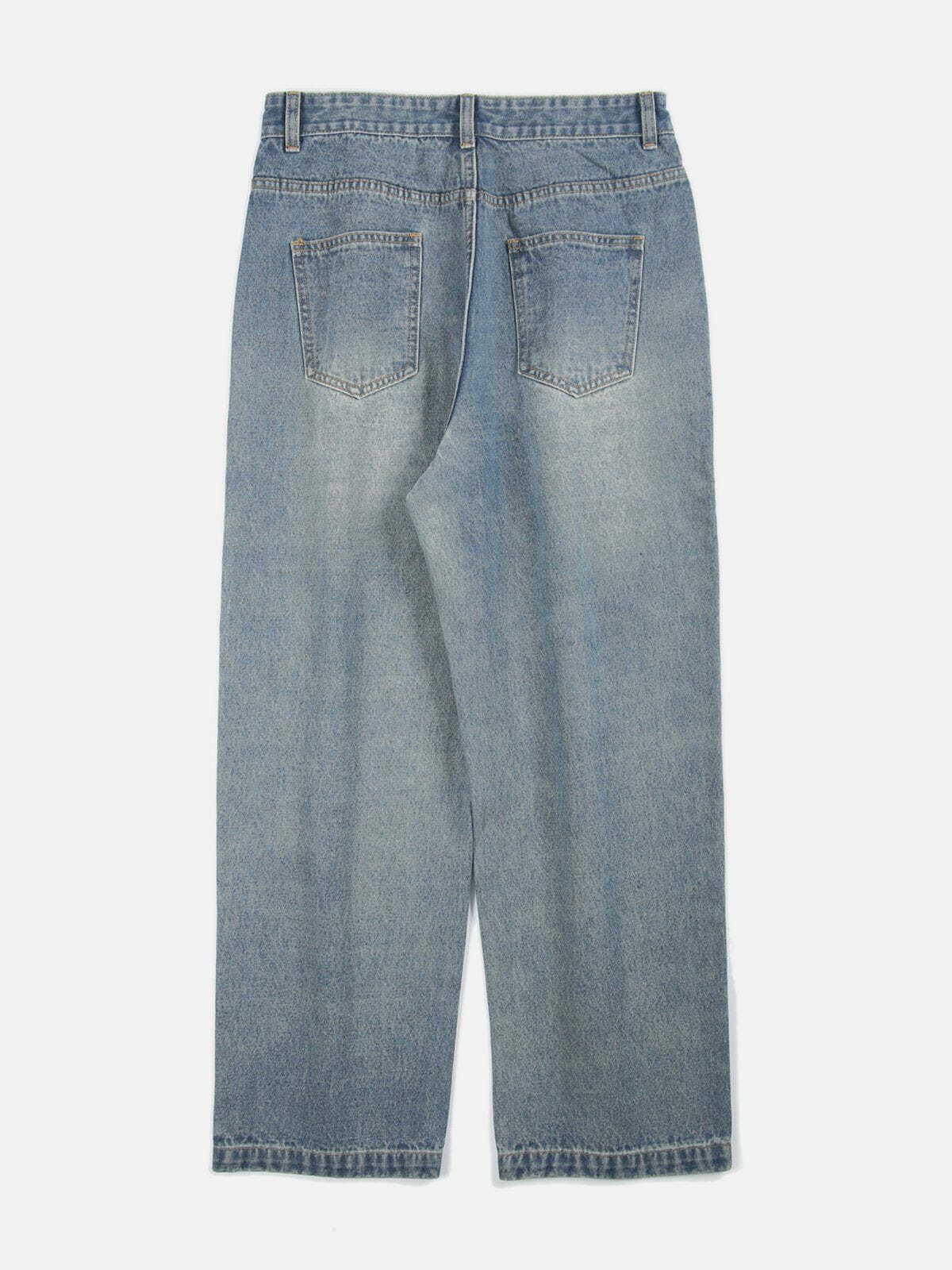 Y2K Grunge Star Fringe Washed Jeans - Retro 90s Summer Outfit for Y2K Vibes