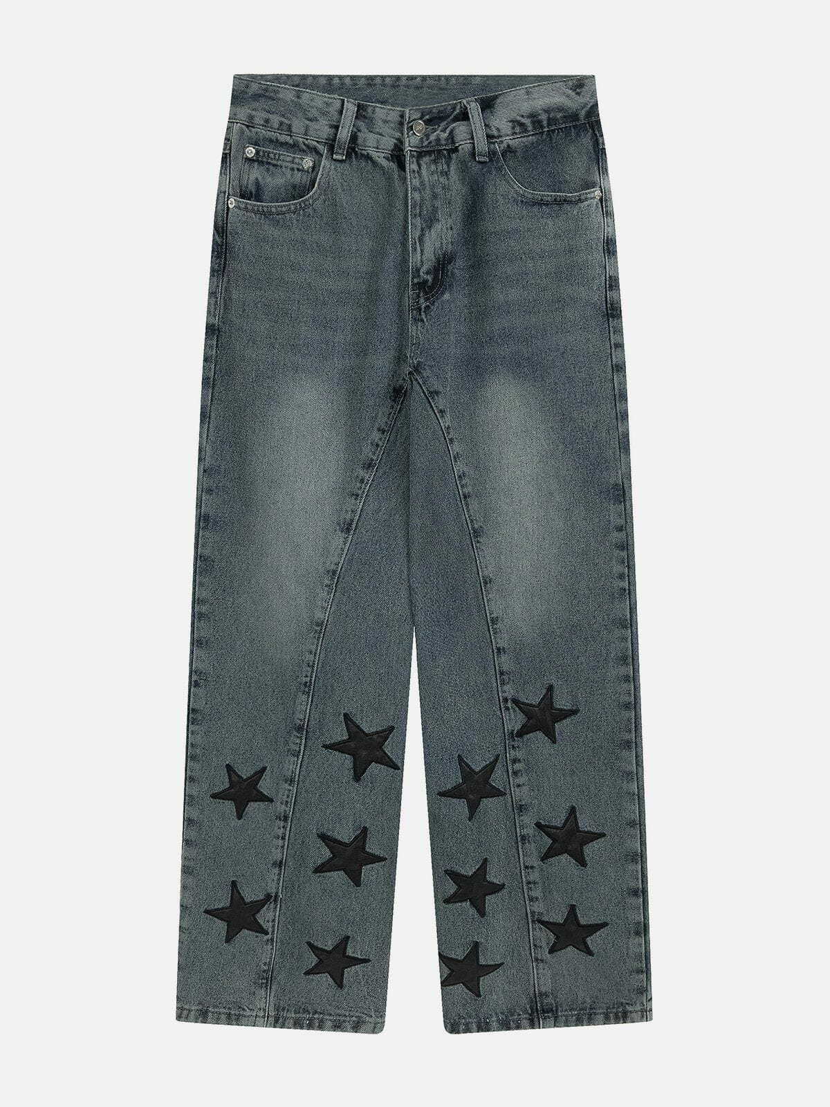 Y2K Grunge Star Jeans - Retro 90s Fashion, Summer Outfits, Y2K Party & Club Style