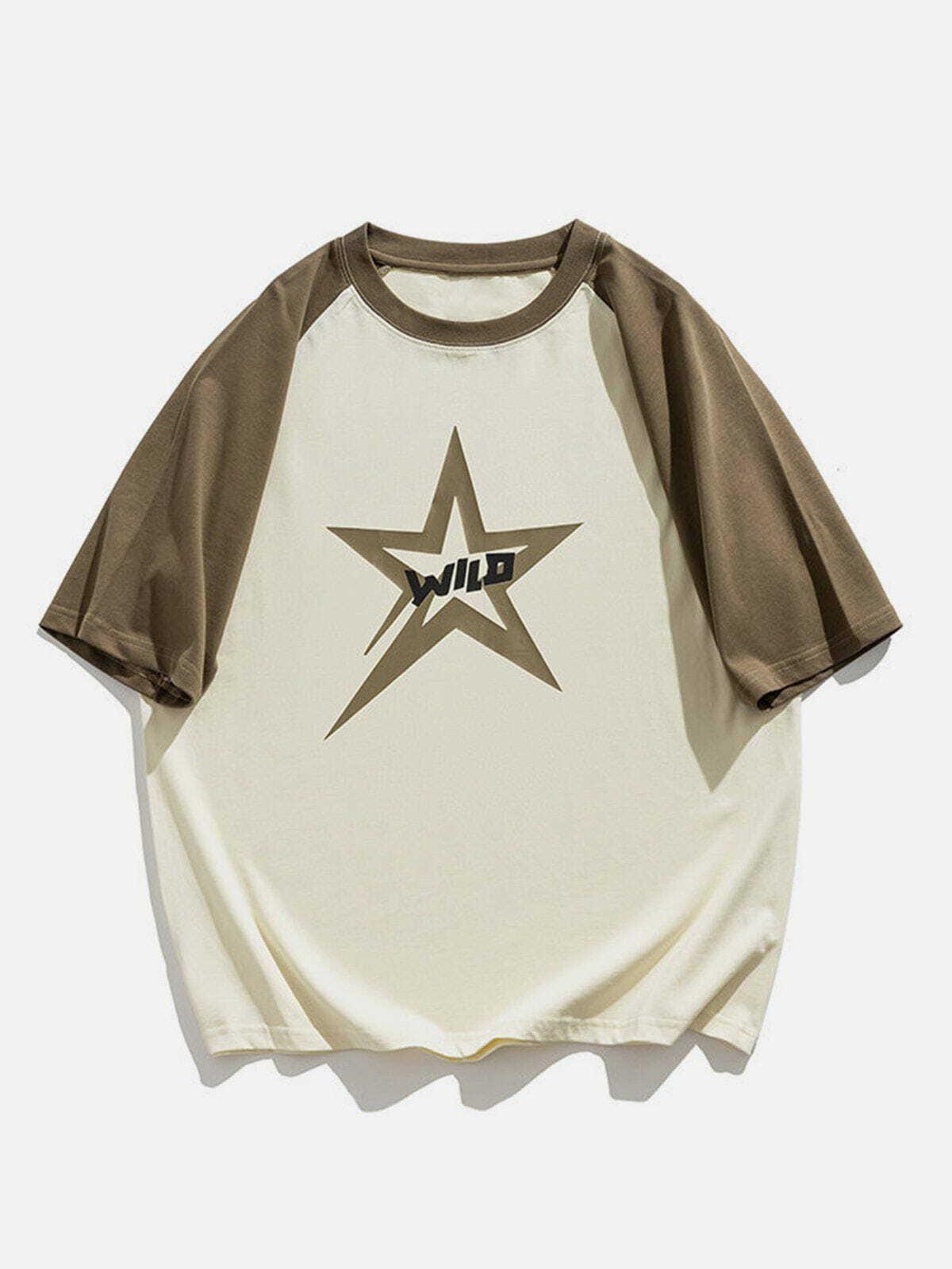 Y2K Grunge Star Patchwork Sleeve Tee - Retro 90s Summer Outfit for Y2K Party & Club Looks