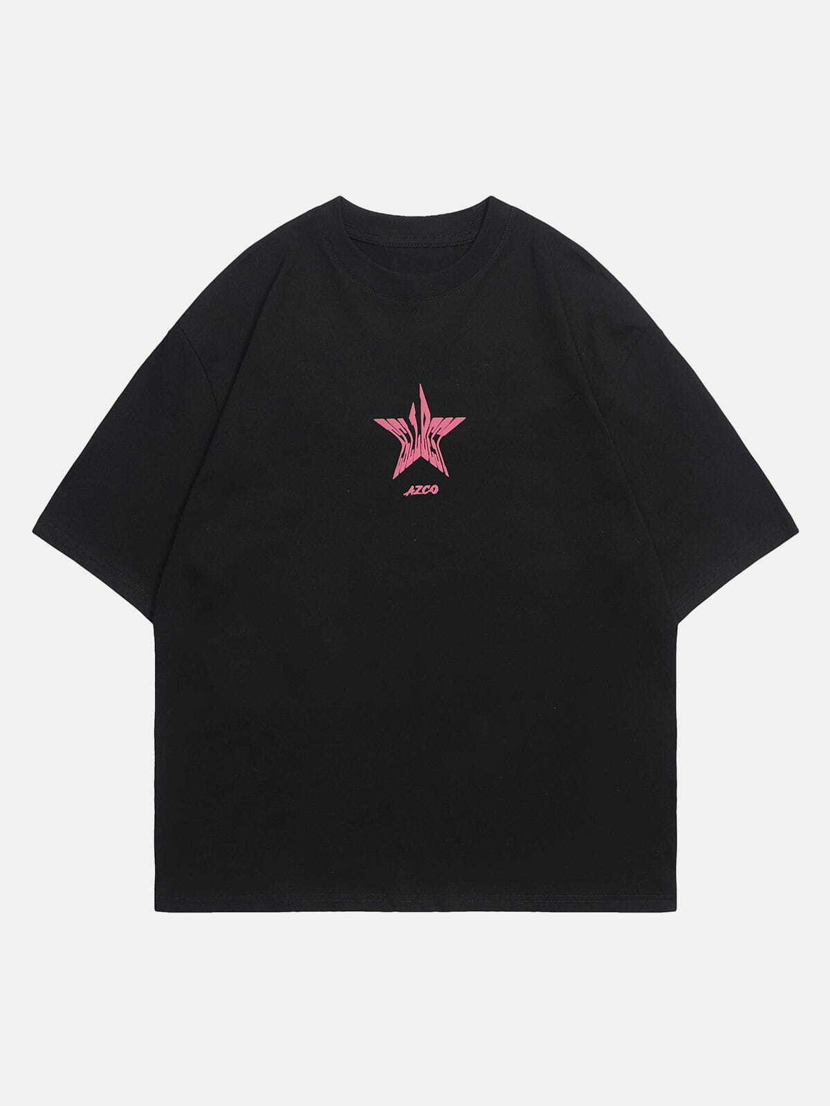 Y2K Grunge Star Tee - Retro 90s Summer Outfit, Perfect for Y2K Parties & Beach Vibes