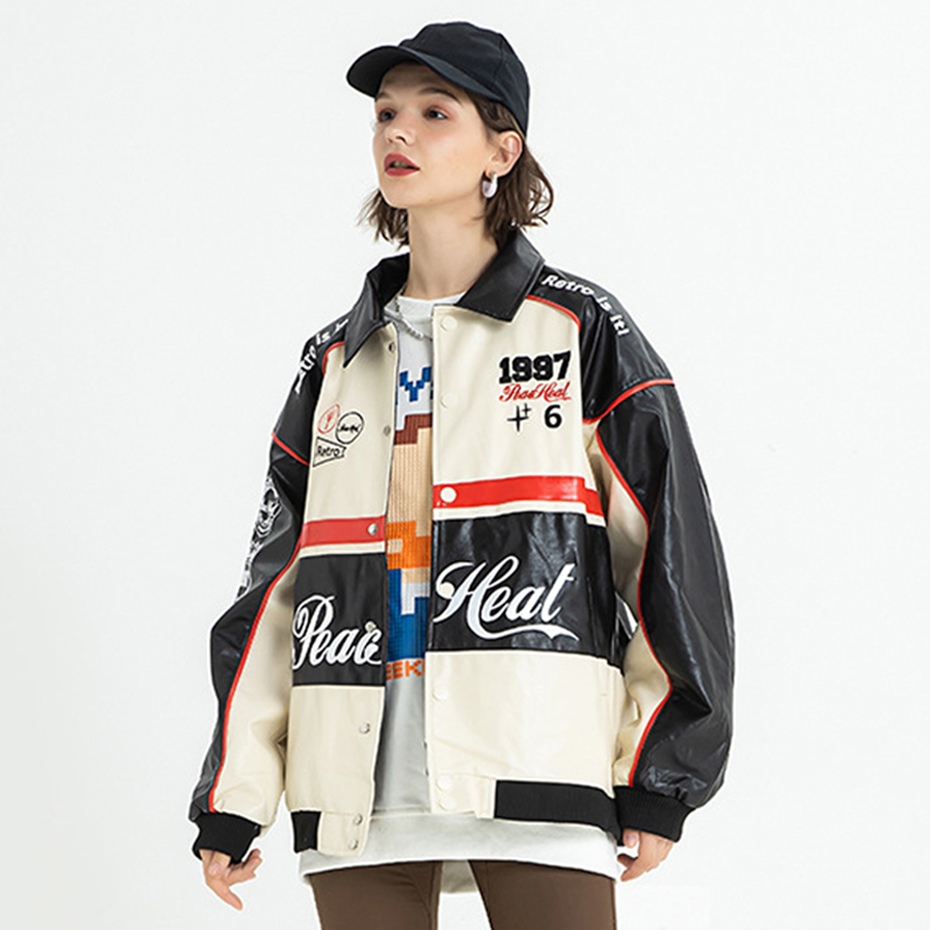 Y2K Grunge Stitching Color Motorcycle Jacket - Retro 90s Summer Outfit Essential