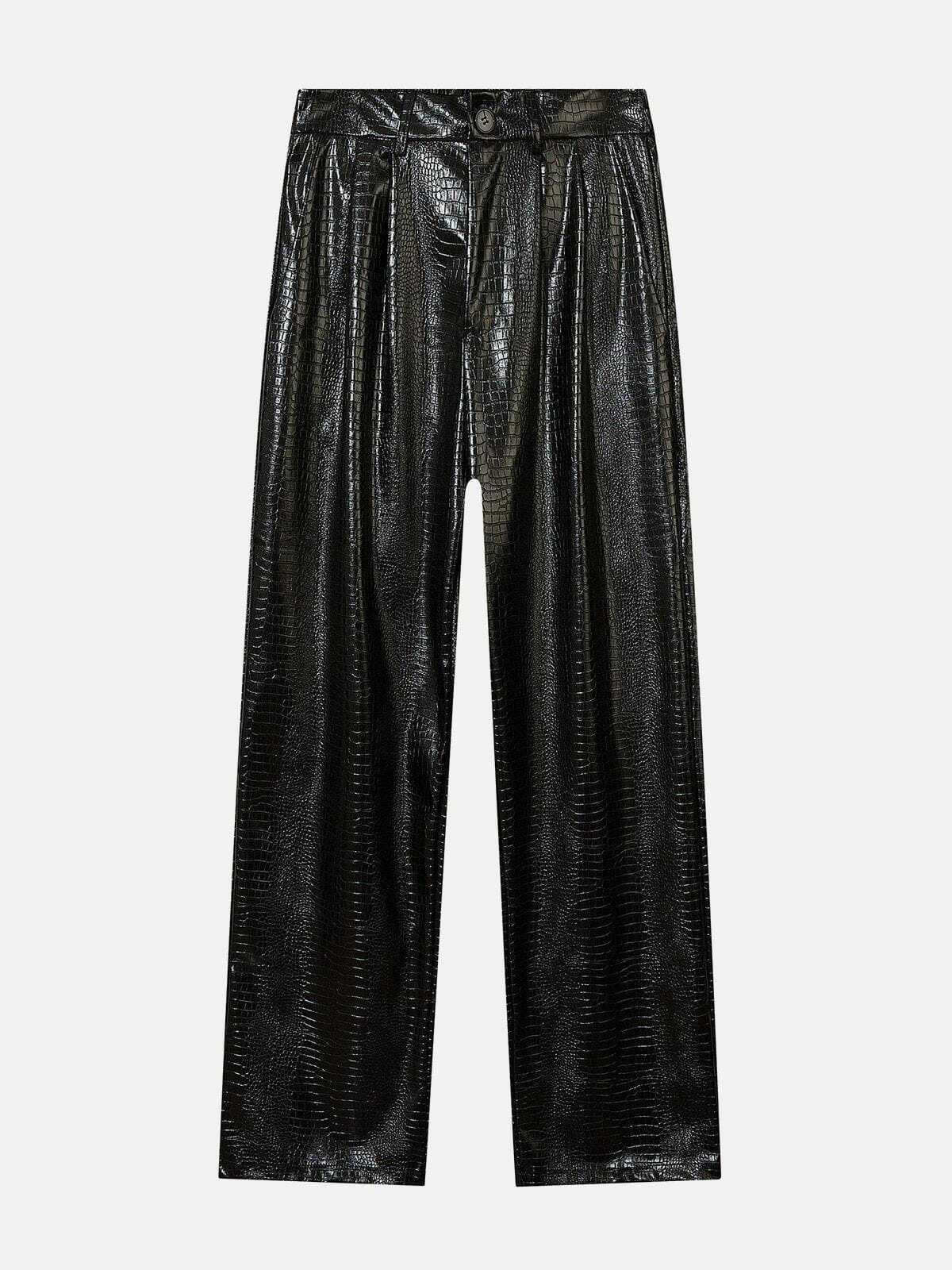 Y2K Grunge Straight Leather Pants - Retro 90s Summer Outfit for Y2K Party & Club Looks