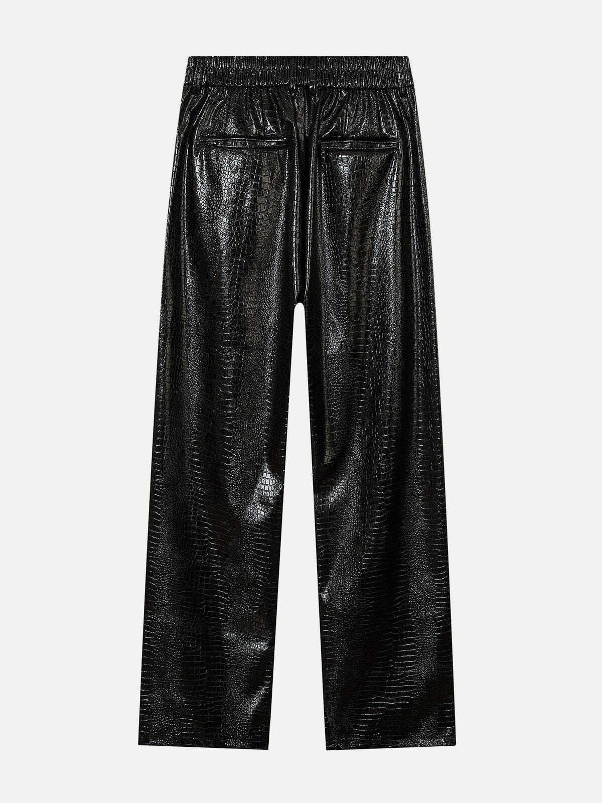 Y2K Grunge Straight Leather Pants - Retro 90s Summer Outfit for Y2K Party & Club Looks