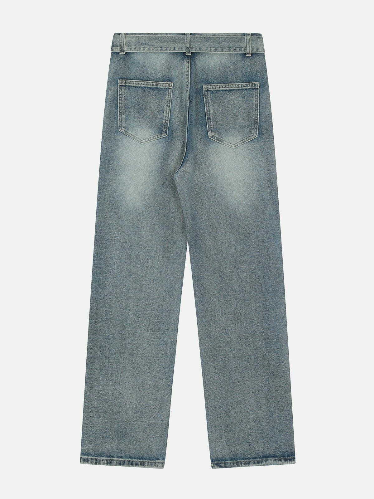 Y2K Grunge Strap Gradient Jeans - Retro 90s Summer Outfit for Y2K Party & Club Vibes