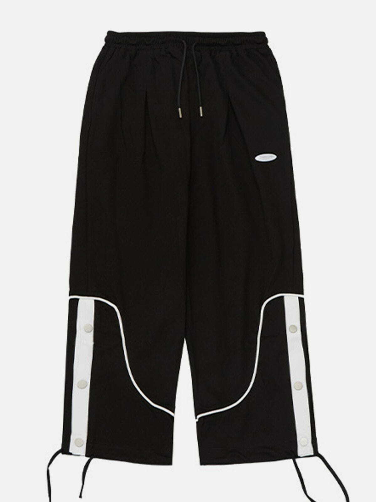 Y2K Grunge Stripe Buckle Drawstring Sweatpants - Retro 90s Summer Outfit for Women