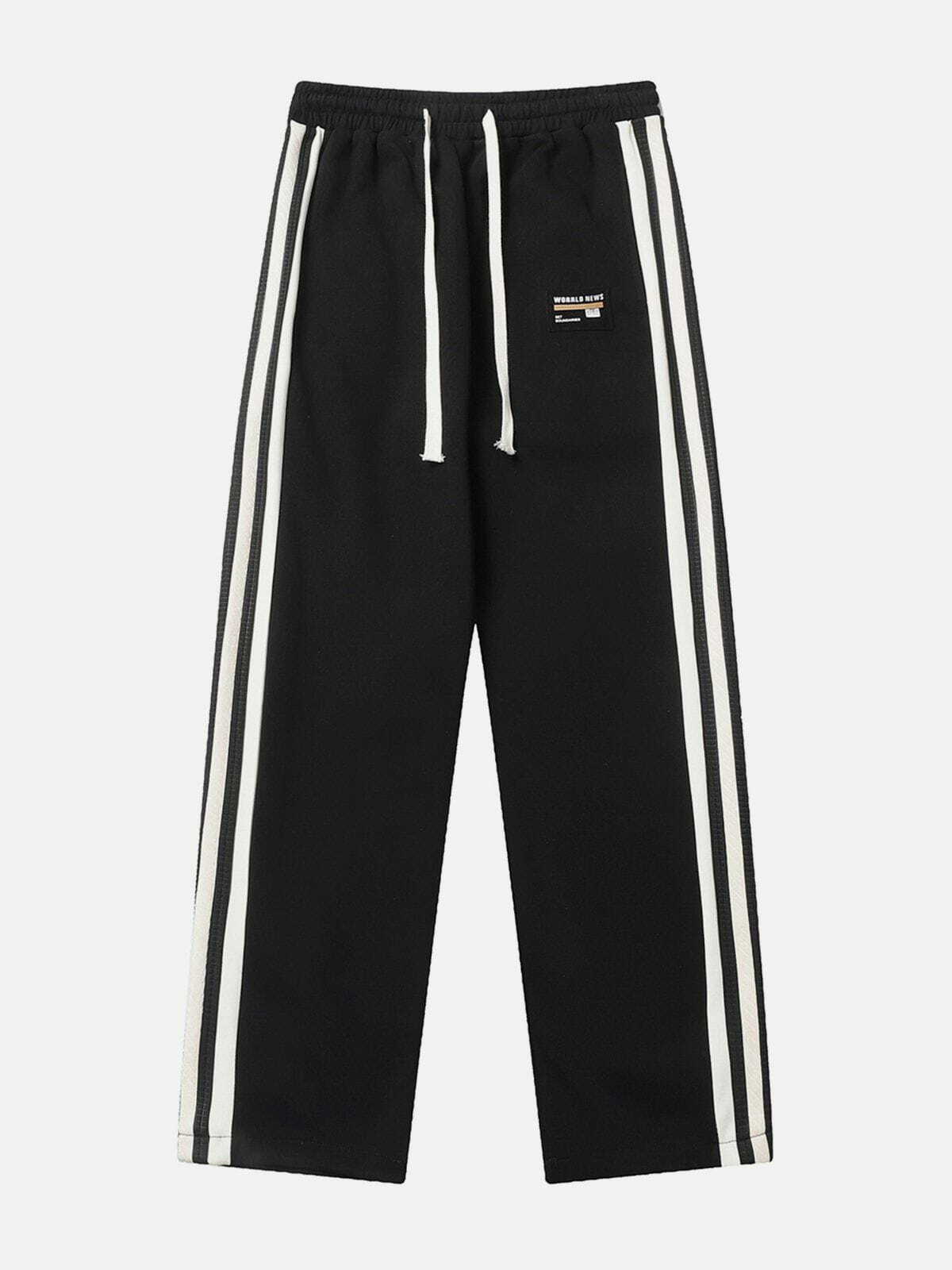 Y2K Grunge Stripe Drawstring Sweatpants - Retro 90s Summer Outfit for Y2K Vibes