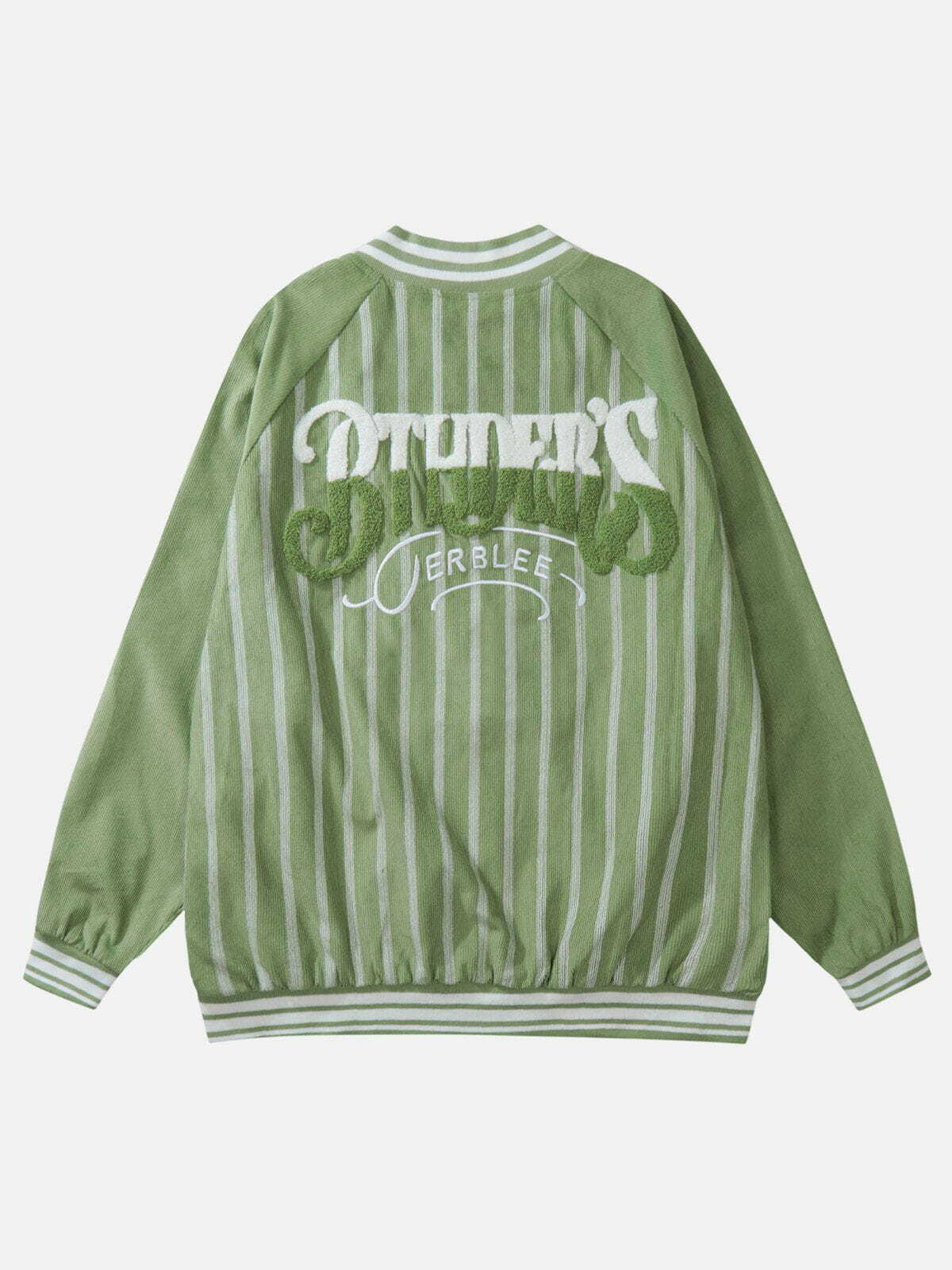 Y2K Grunge Stripe Varsity Jacket - Retro 90s Summer Outfit for Y2K Party & Club Looks