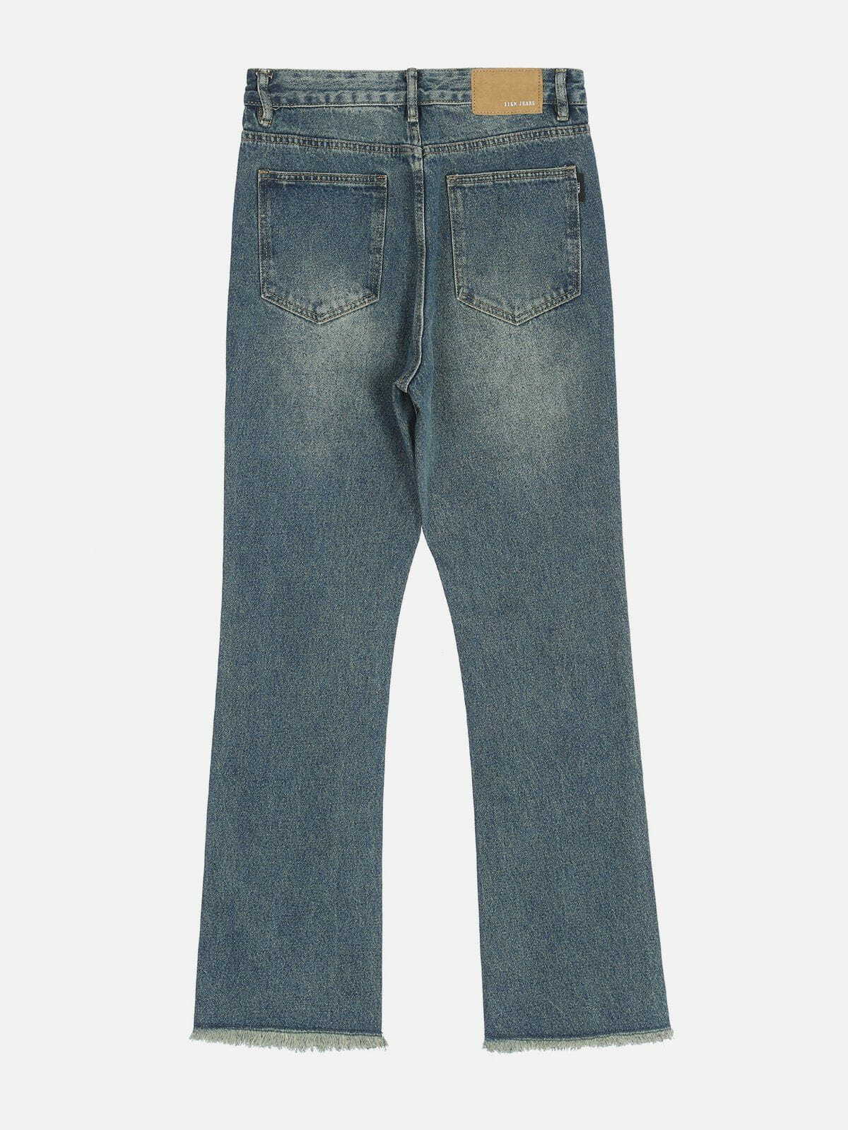 Y2K Grunge Style Distressed Jeans with Rough Edges - Retro 90s Fashion Essential