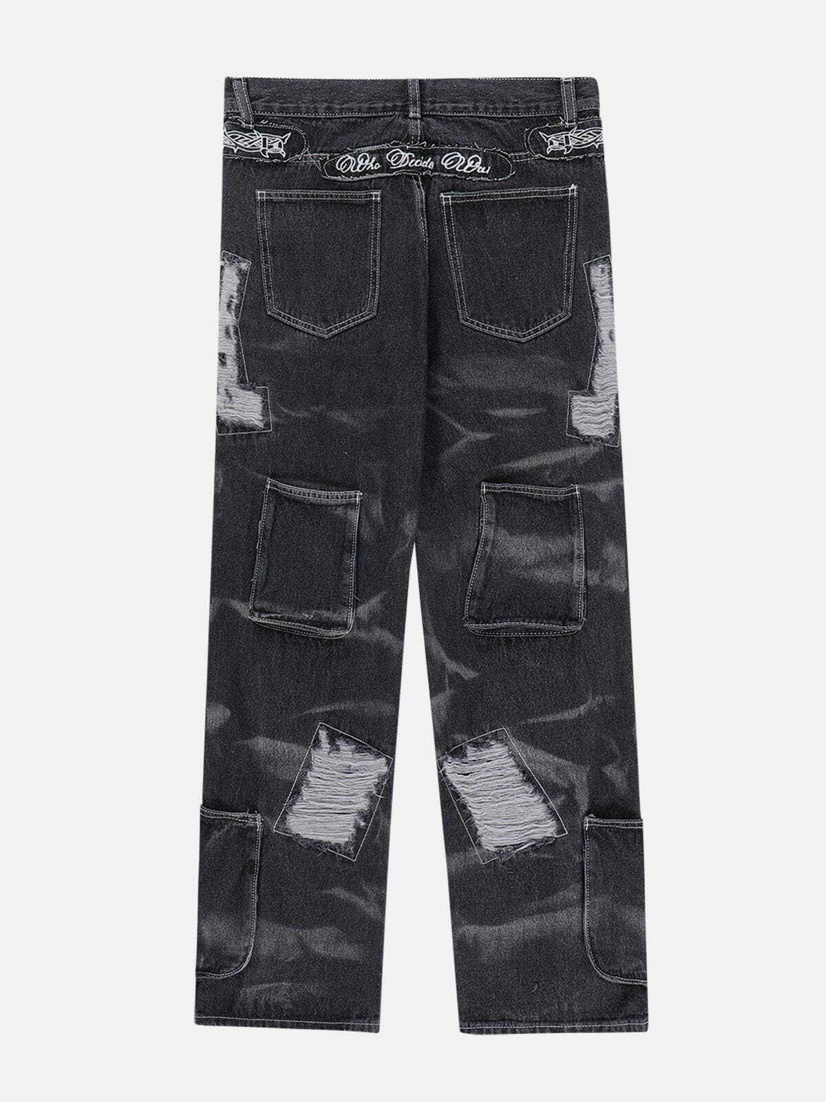 Y2K Grunge Thorns Hole Jeans - Retro 90s Summer Outfit for Y2K Party & Club Vibes