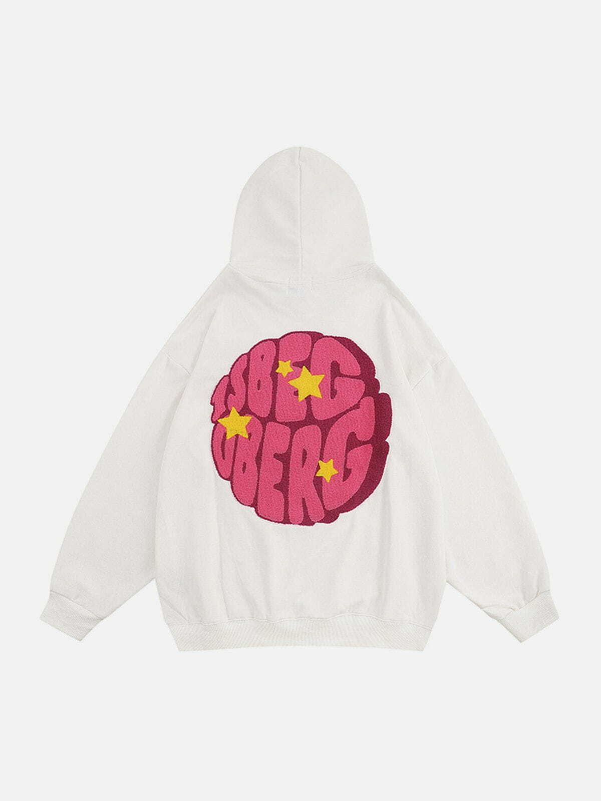 Y2K Grunge Three-Dimensional Letter Print Hoodie - Retro 90s Summer Outfit Essential