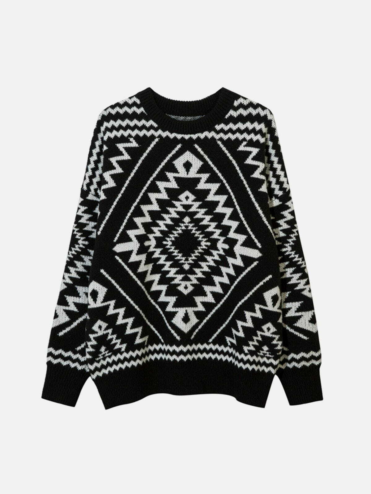 Y2K Grunge Totem Graphic Sweater - Retro 90s Fashion for Summer Parties & Outfits