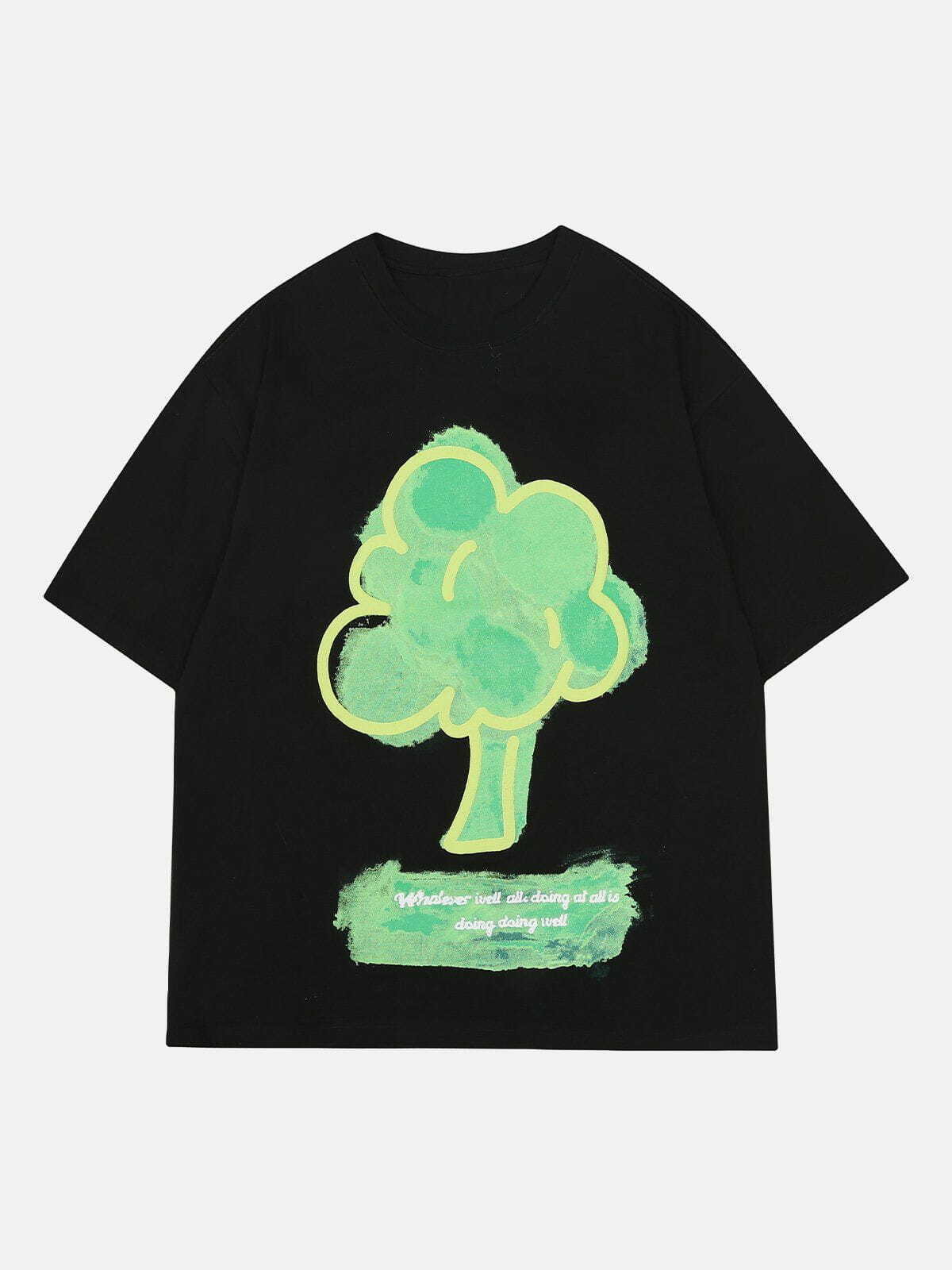 Y2K Grunge Tree Graphic Print Tee - Retro 90s Summer Outfit for Y2K Fashion Lovers