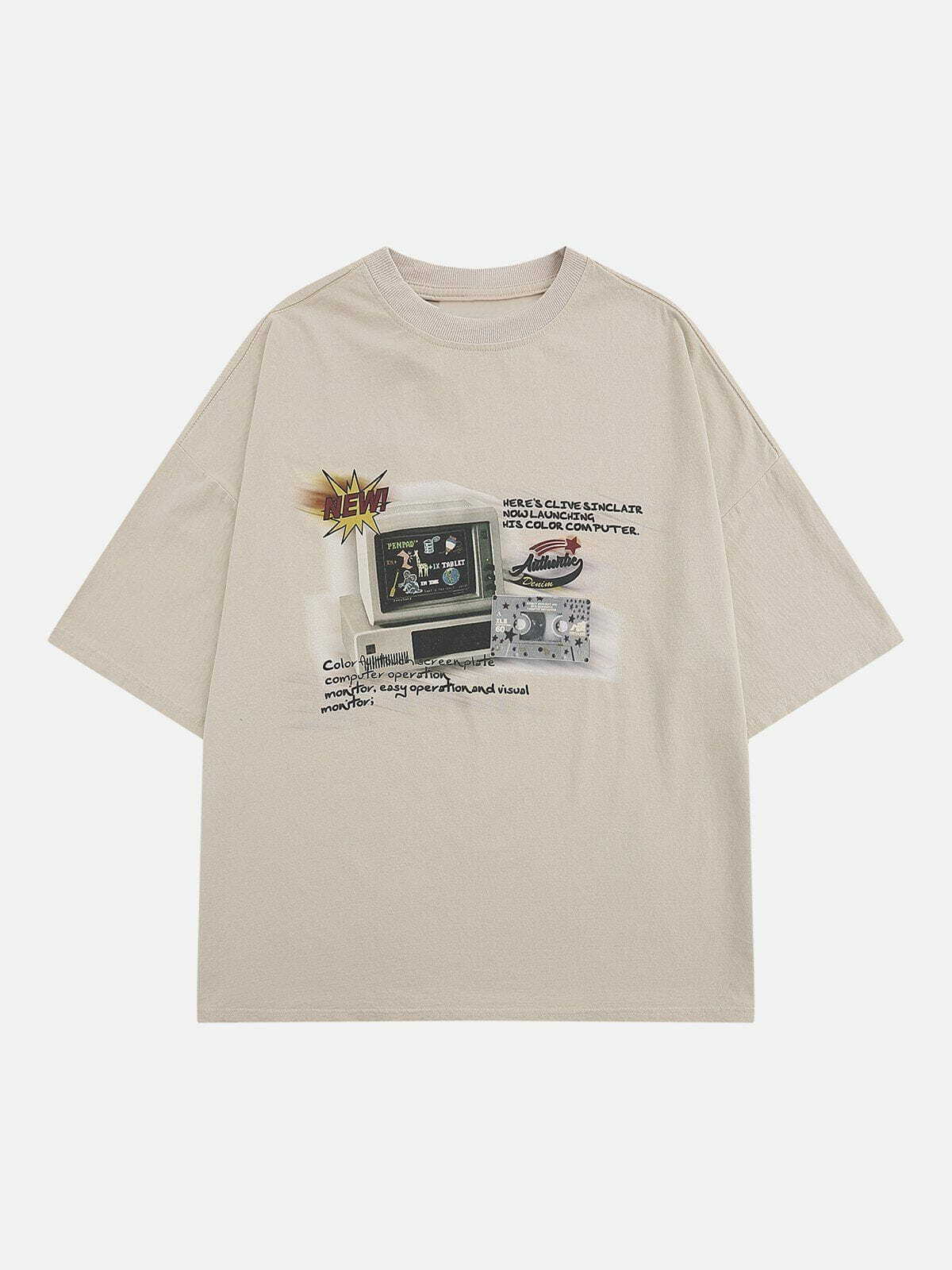 Y2K Grunge TV Print Washed Tee - Retro 90s Summer Outfit for Y2K Party & Club Vibes