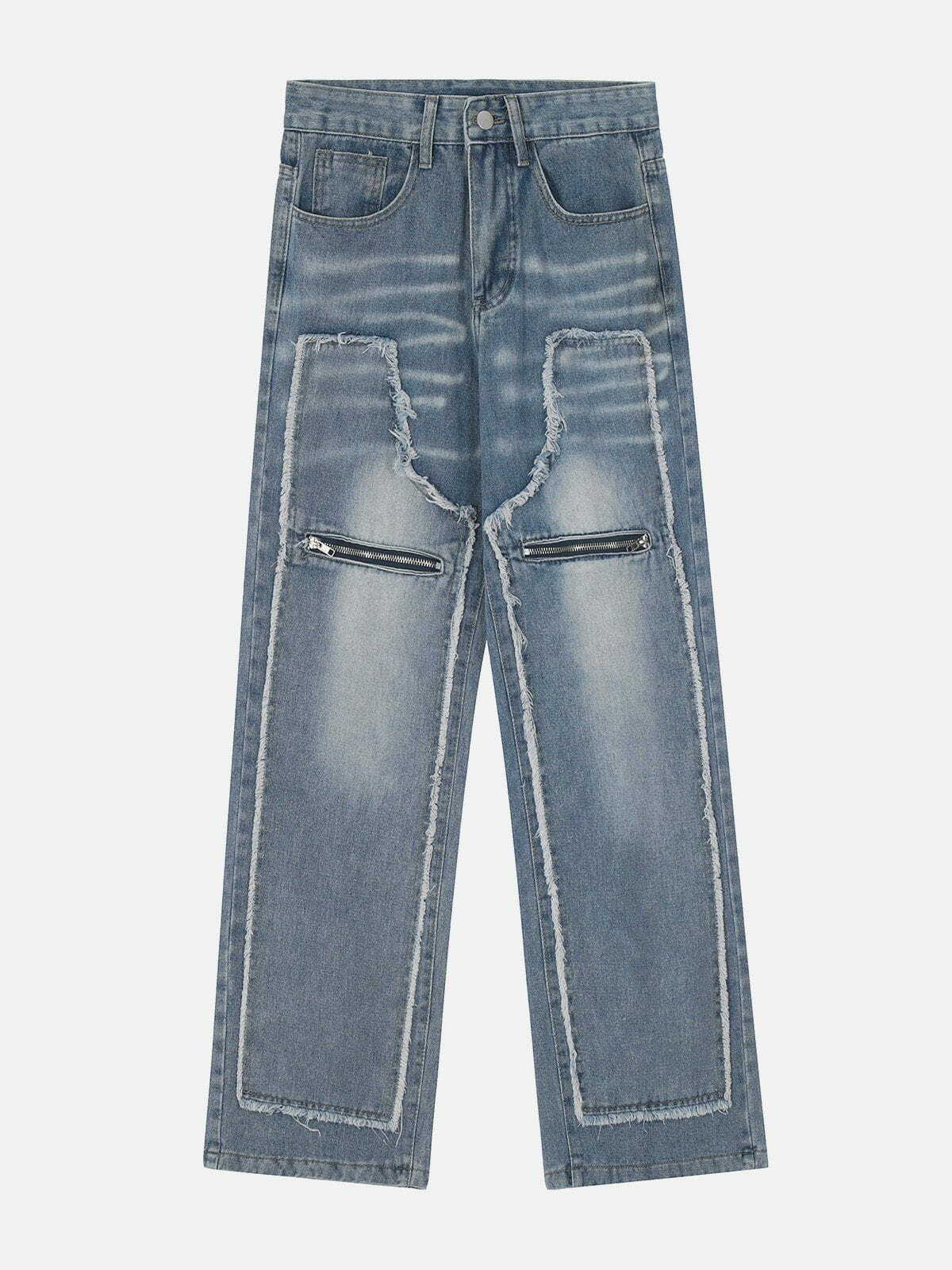 Y2K Grunge Two-Piece Raw Jeans Set - Retro 90s Summer Outfit for Y2K Party Vibes